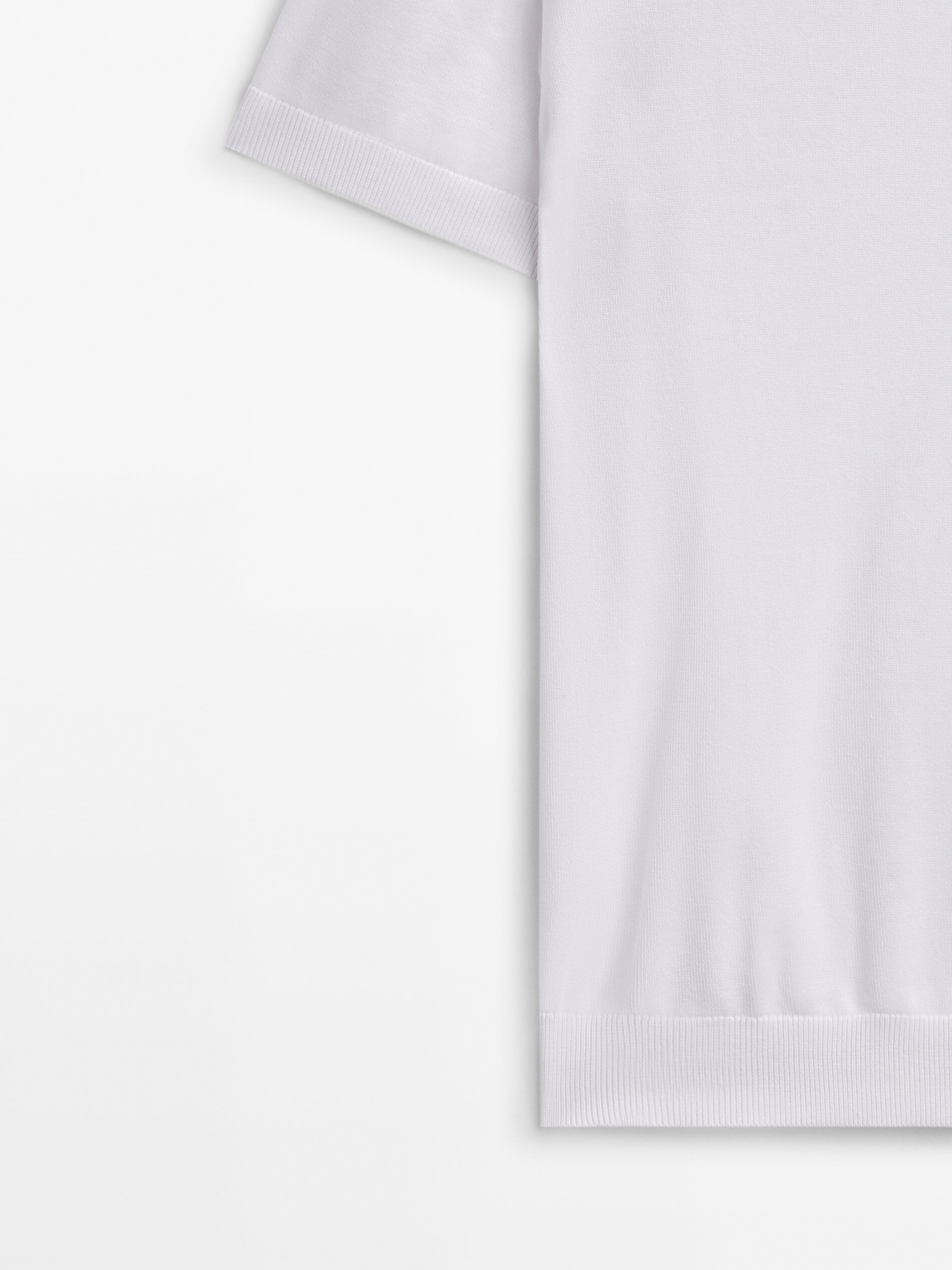 Jersey punto manga corta cuello pico - BLANCO
