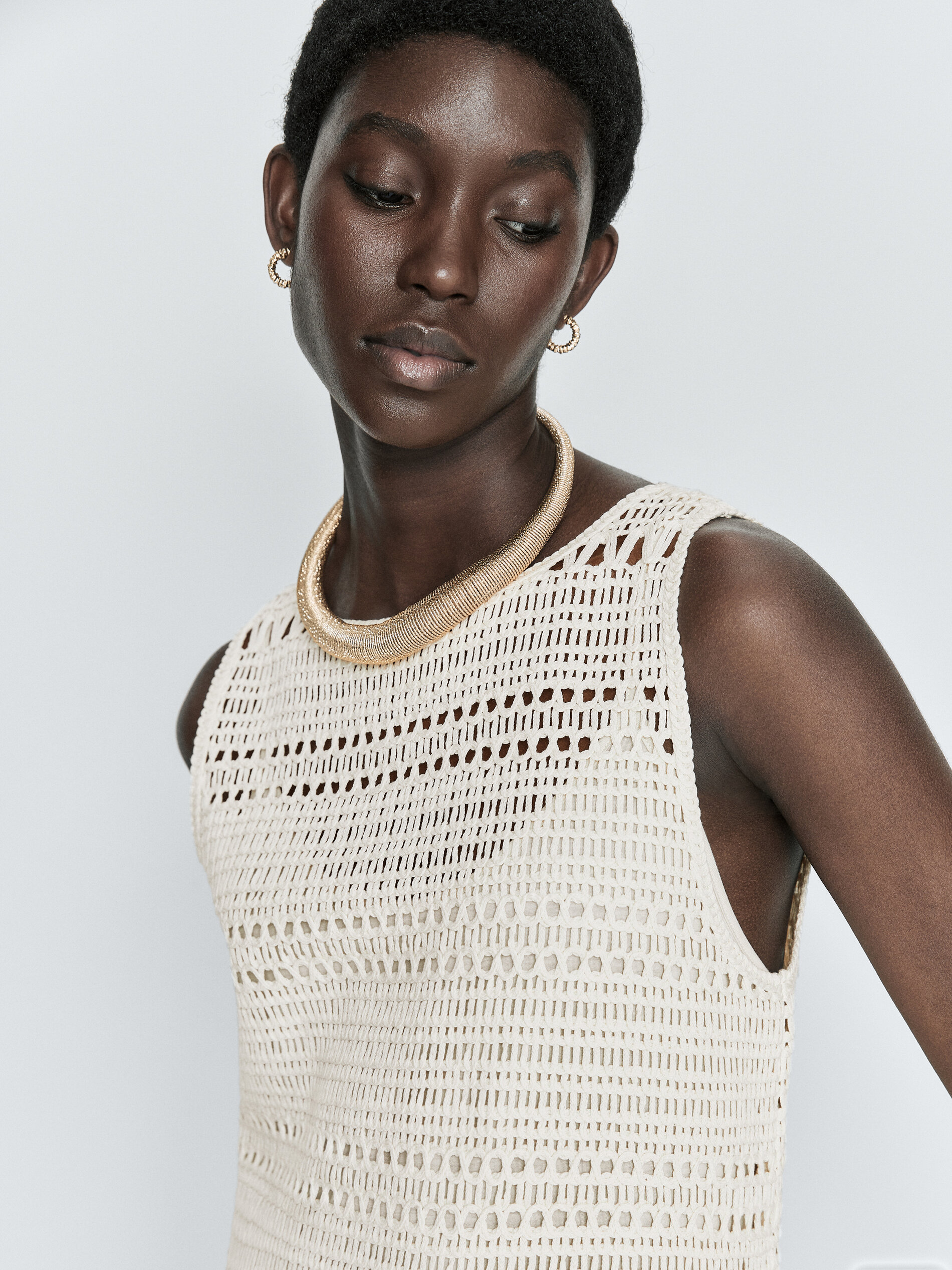 Vestido crochet desflecado - CRUDO