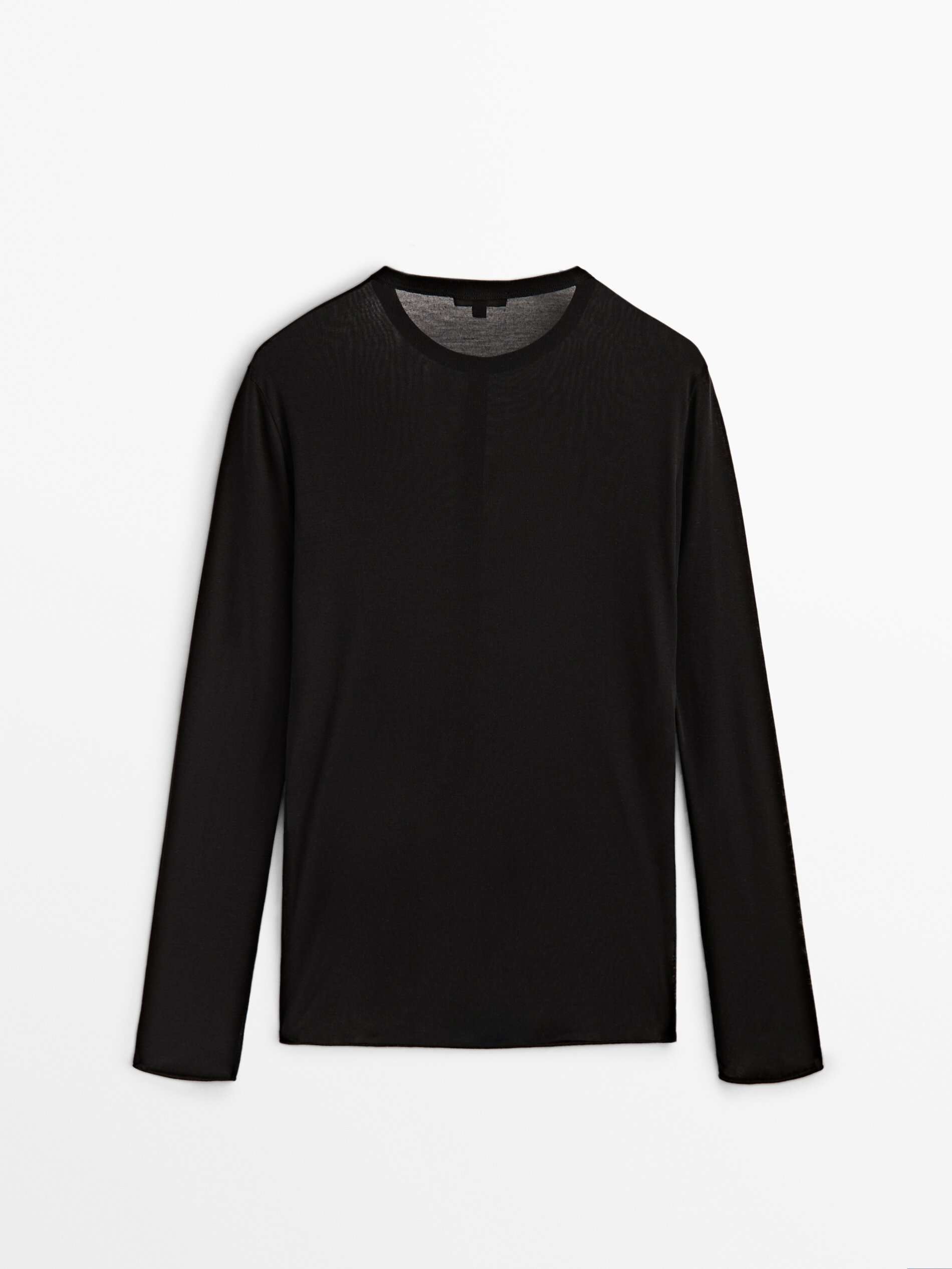 Camiseta semitransparente costura - NEGRO