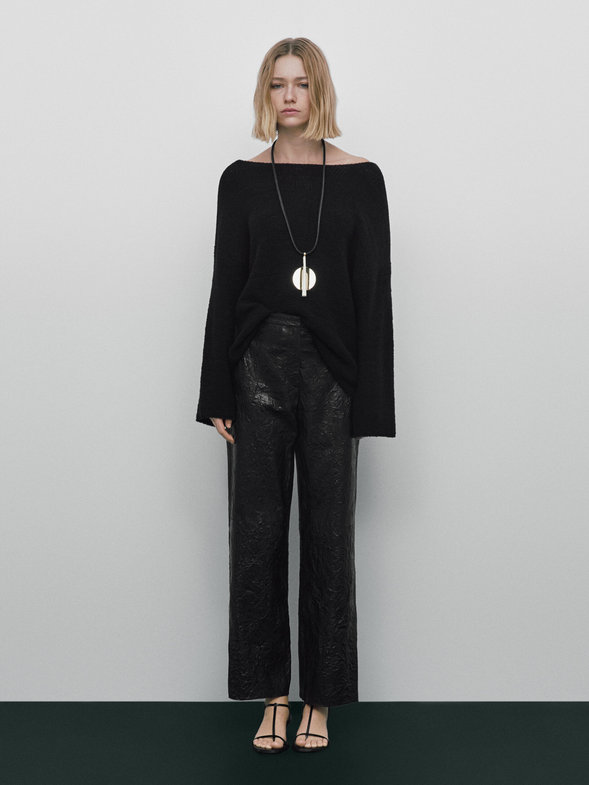 Pantalón piel napa craquelada Limited edition - NEGRO