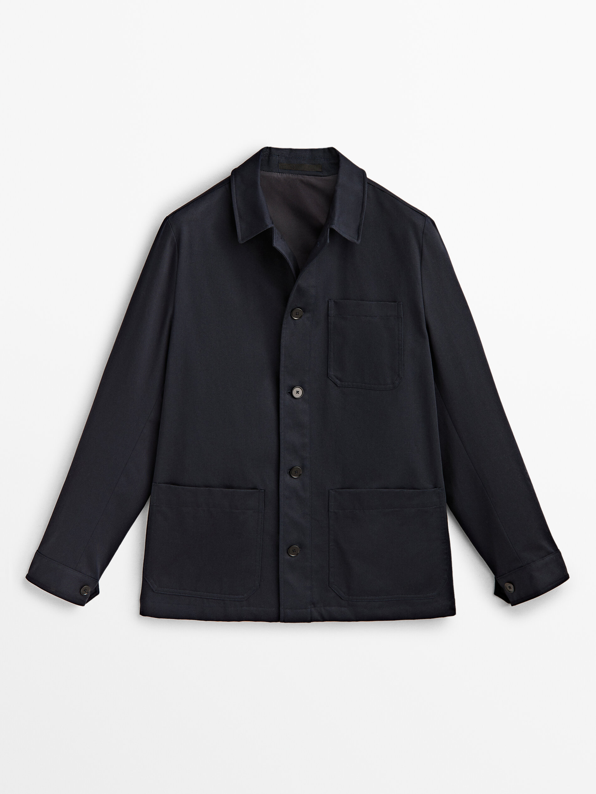 Sobrecamisa algodón microsarga -Studio - AZUL MARINO