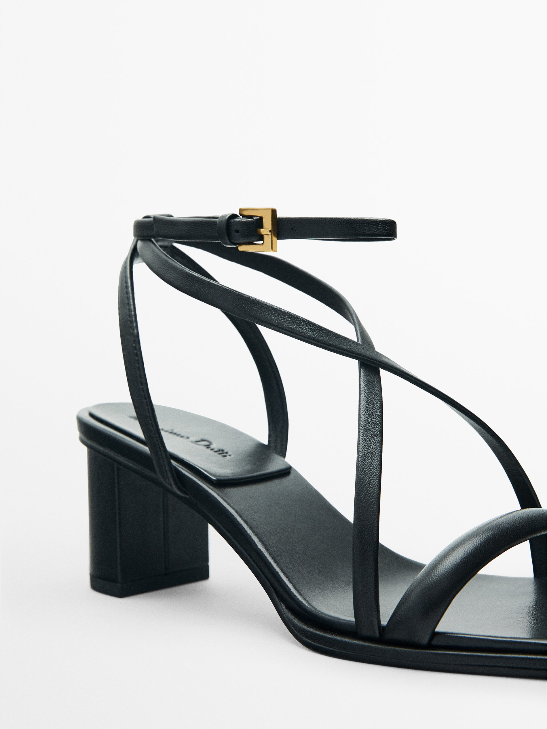 Sandalia tiras tacón ancho - NEGRO