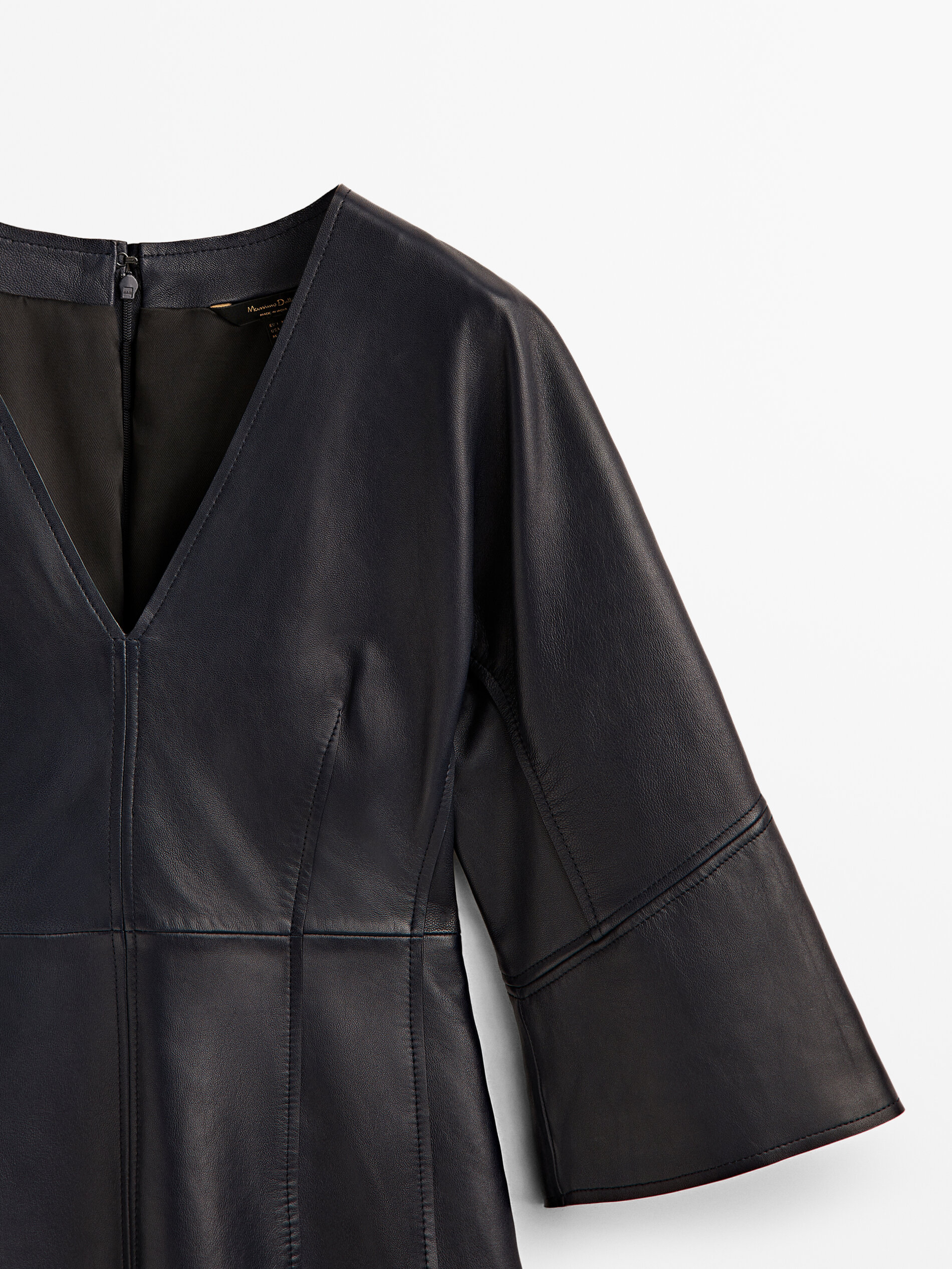 Vestido piel napa azul marino - AZUL MARINO