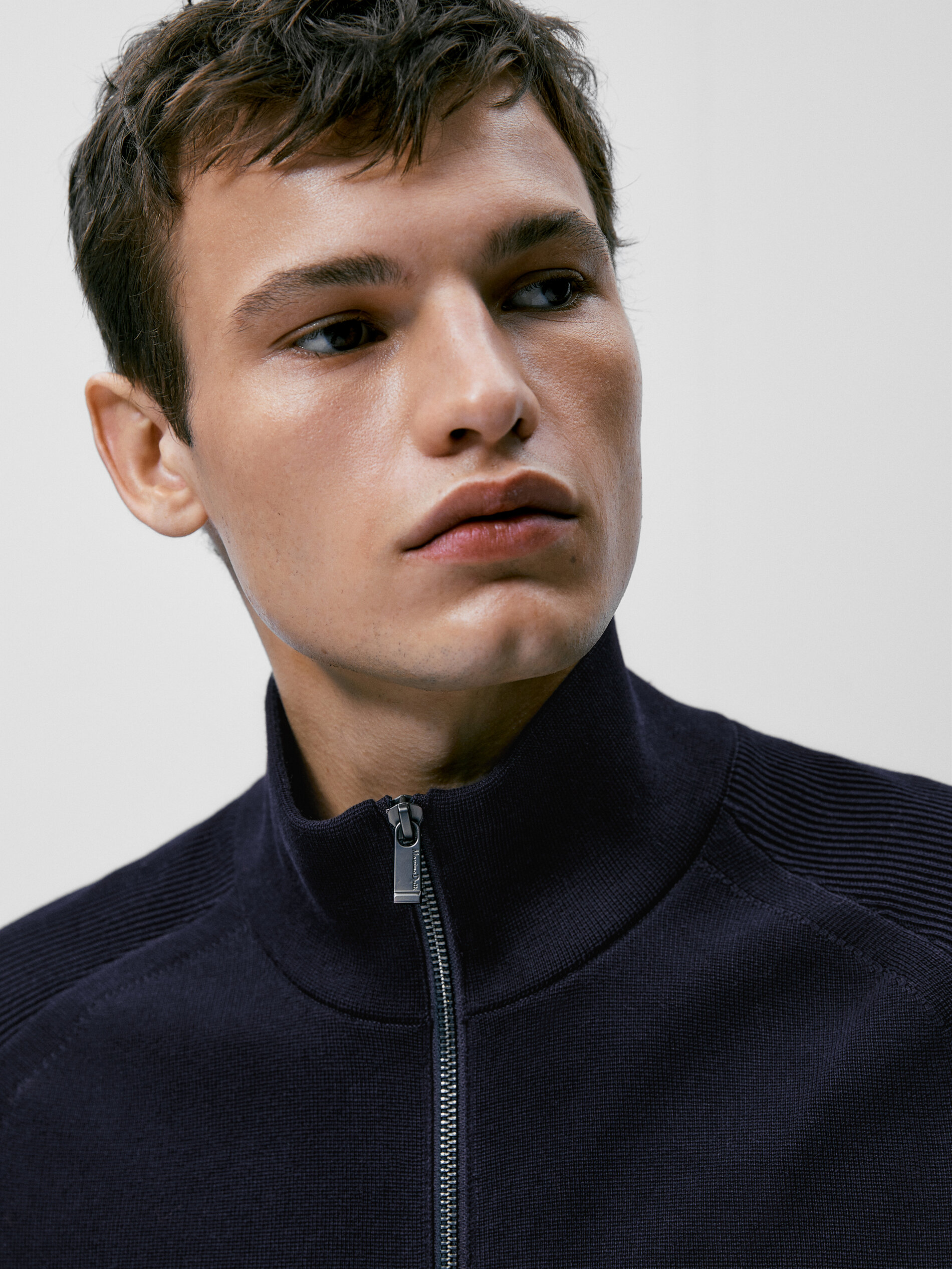 Cárdigan 100% algodón con cremallera - AZUL MARINO