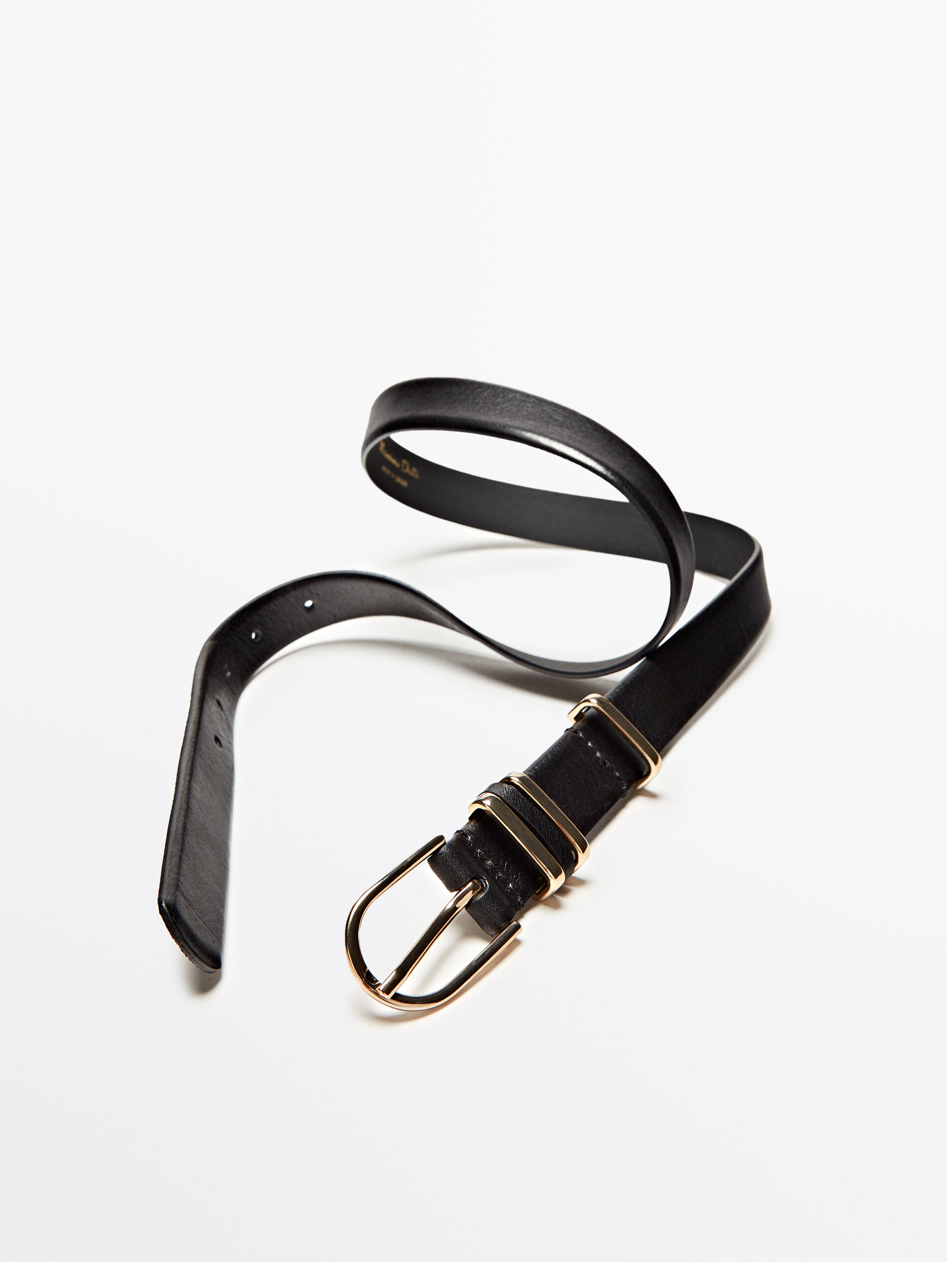 Cinturón piel triple pasador - NEGRO