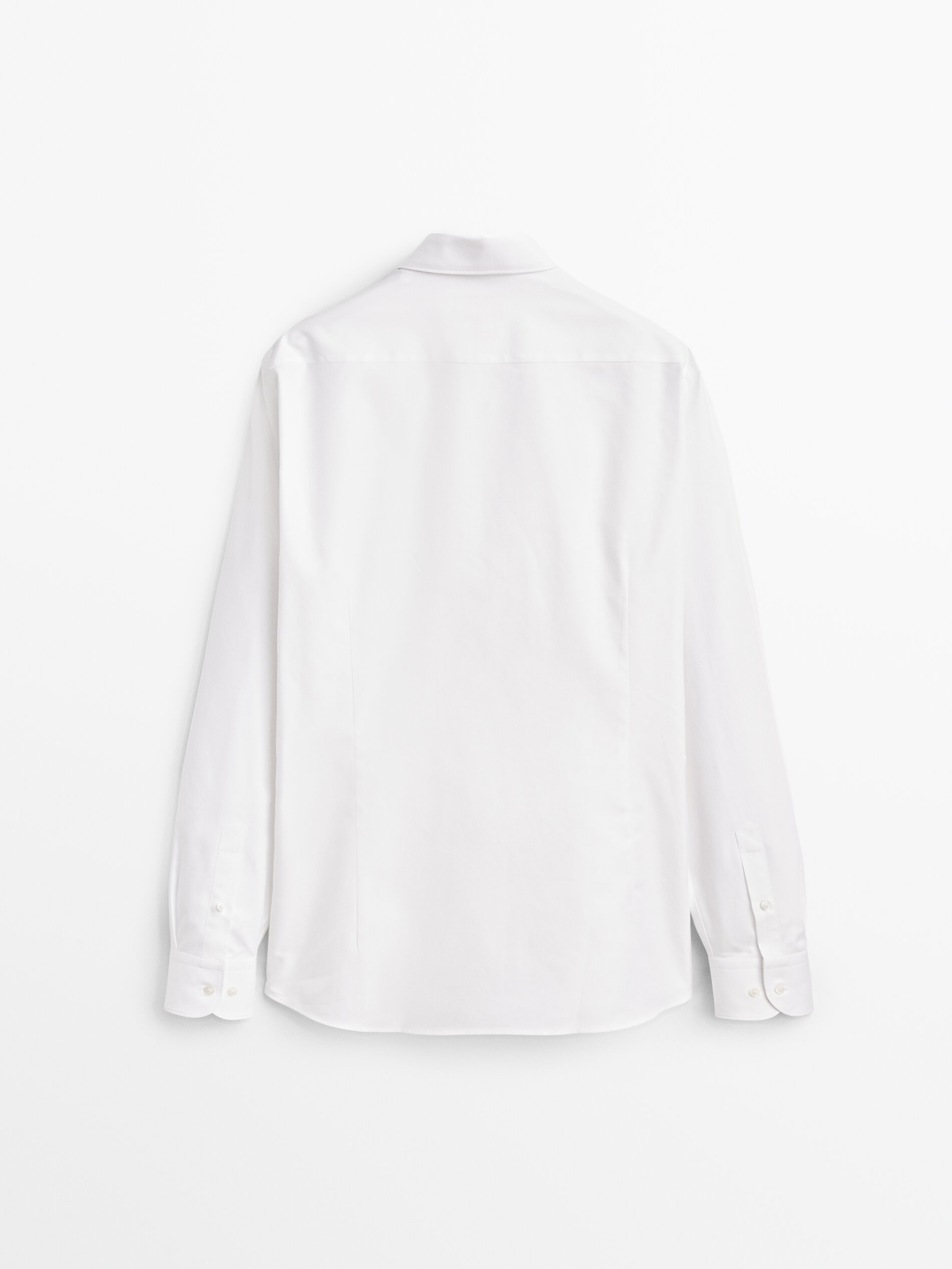 Camisa sarga algodón slim fit - BLANCO