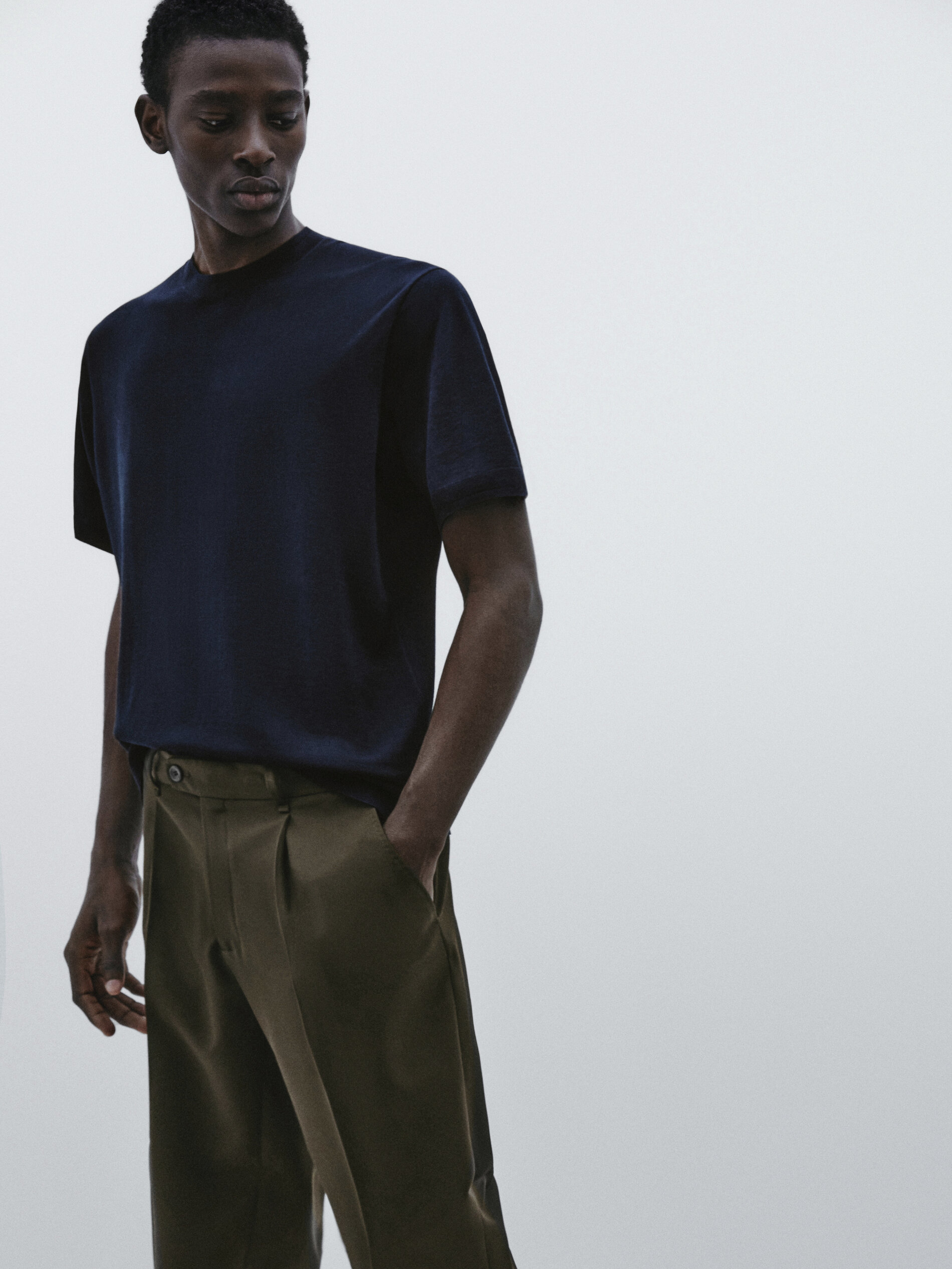 Pantalón traje lana técnica -Studio - KAKI