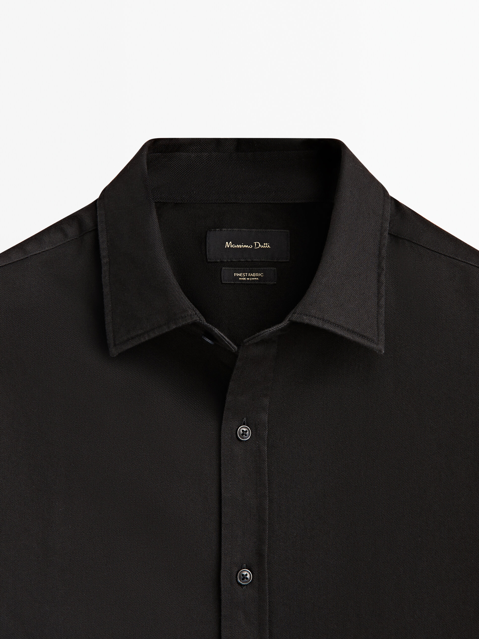Camisa denim 100% algodón regular fit - NEGRO