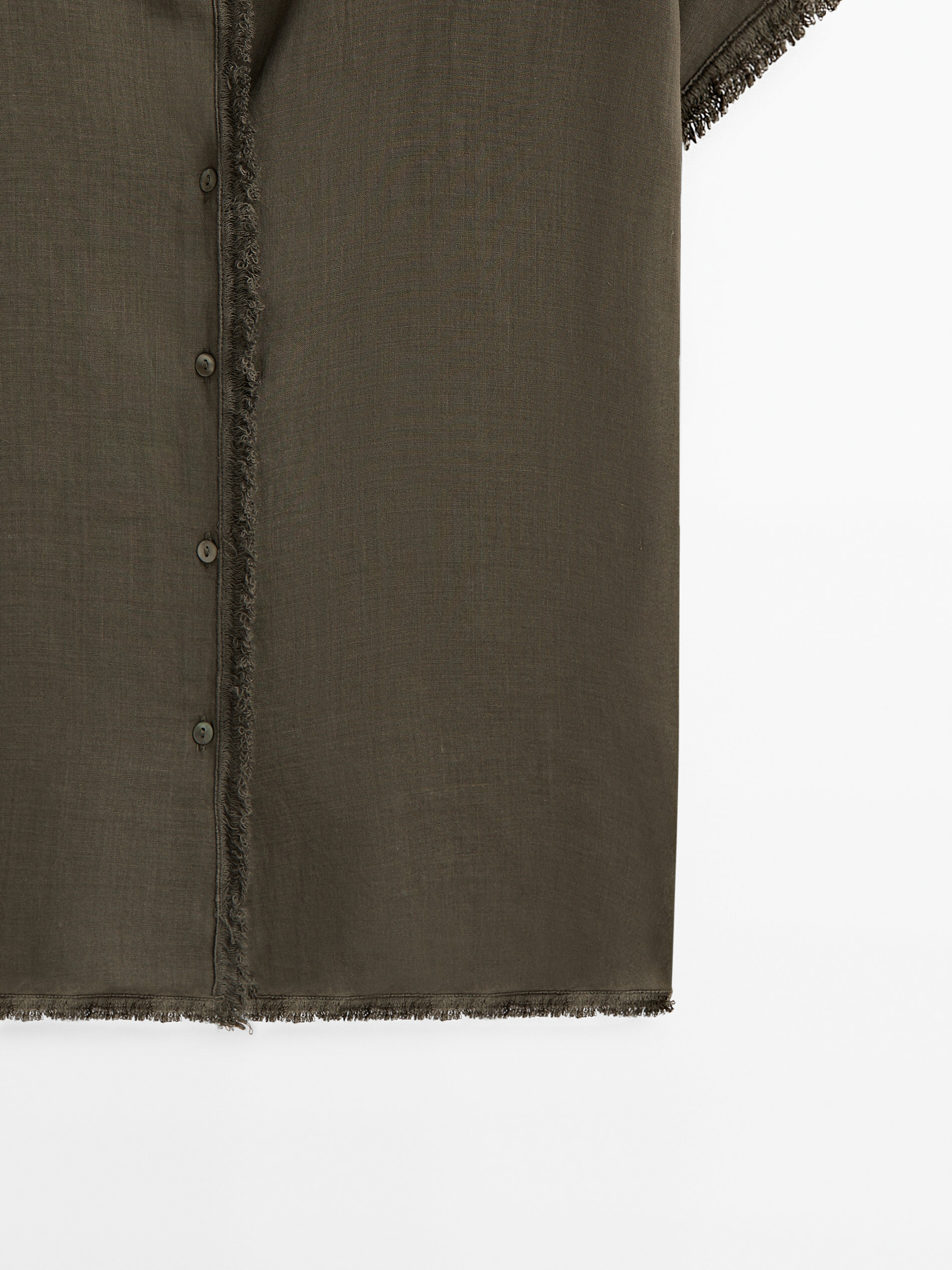 Camisa manga corta detalle desflecado - VERDE OSCURO