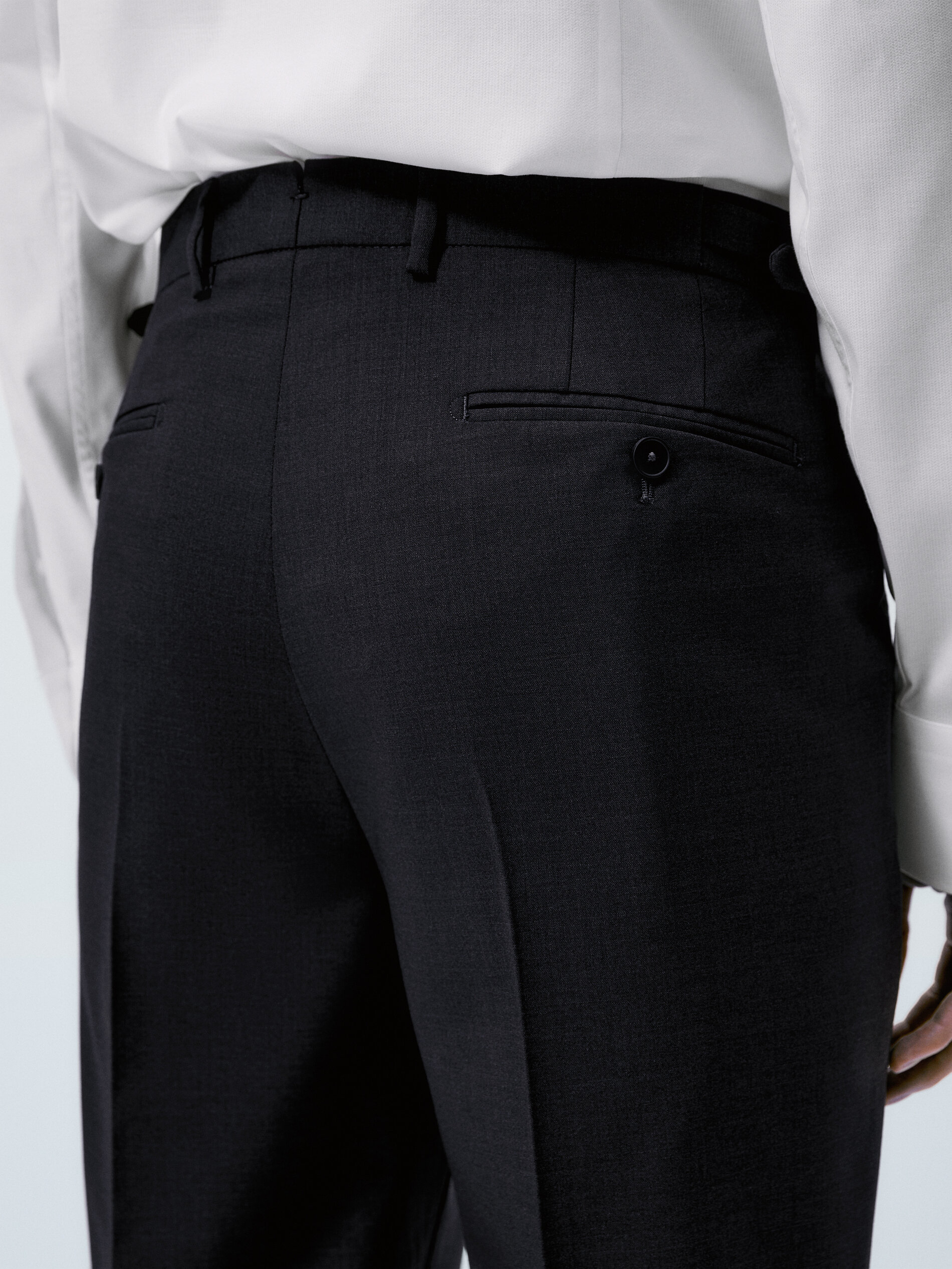 Pantalón traje gris lana bi-stretch - GRIS