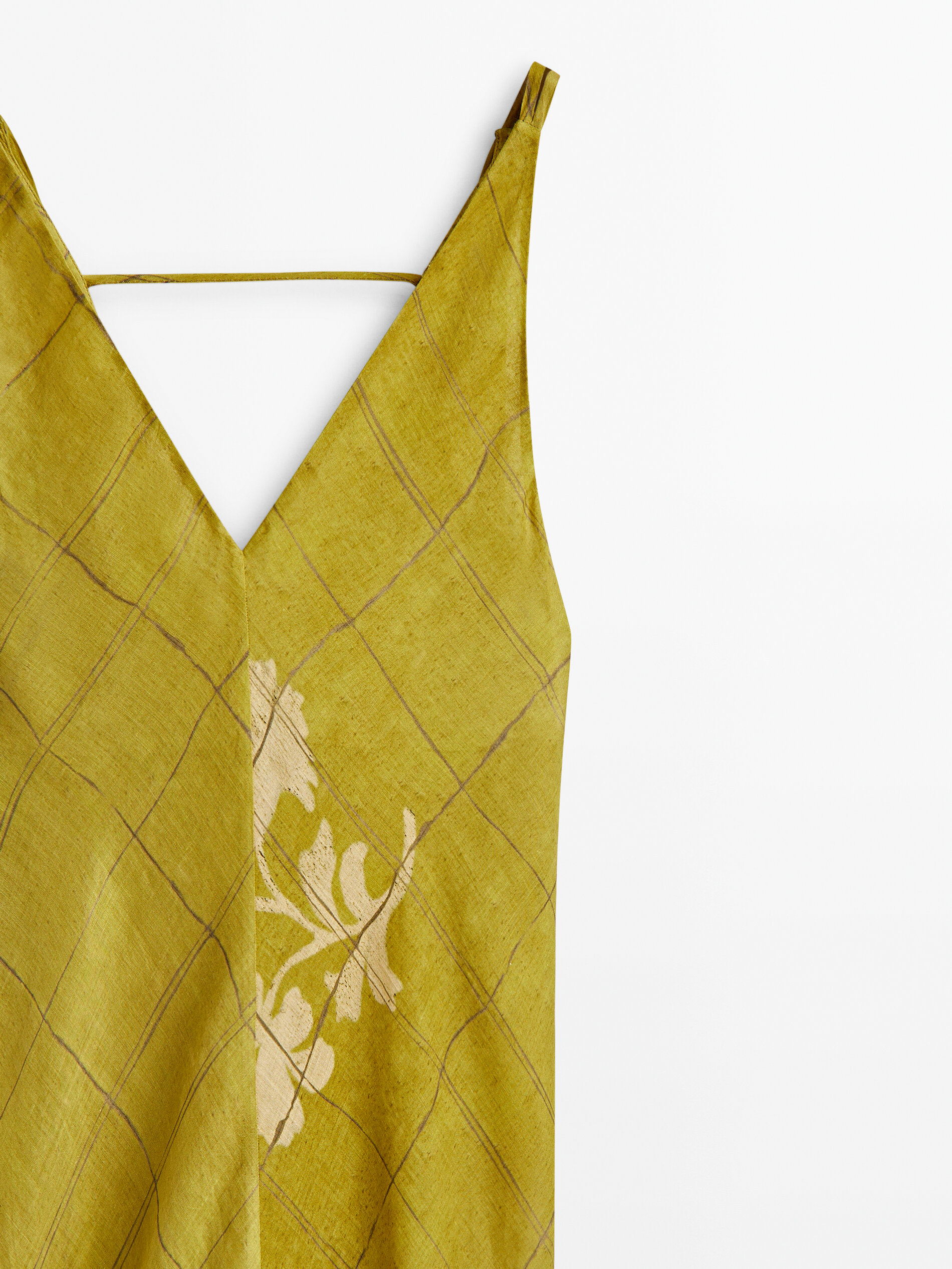 Vestido largo tirantes estampado cuadros - OLIVA