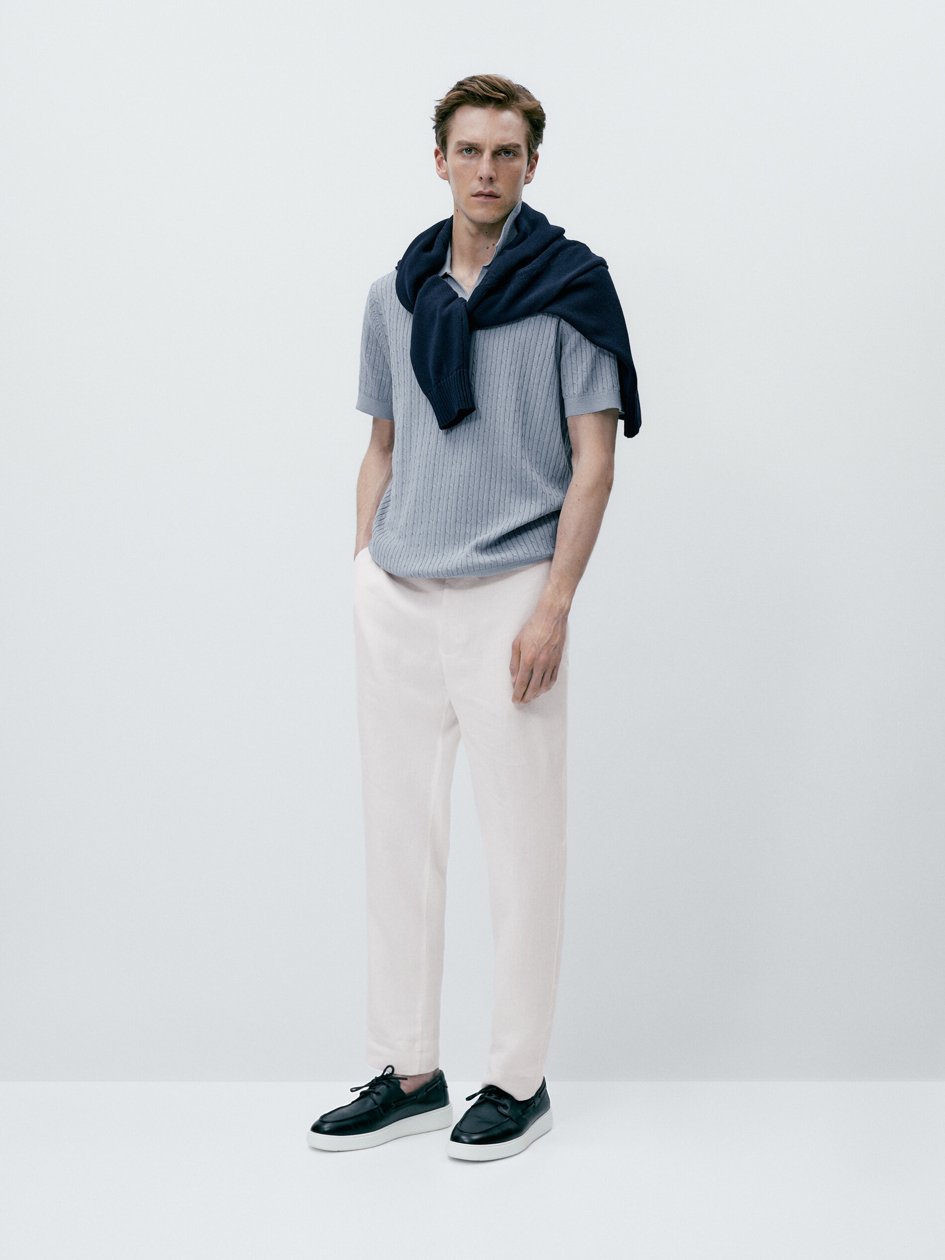 Jersey polo punto cable - AZUL