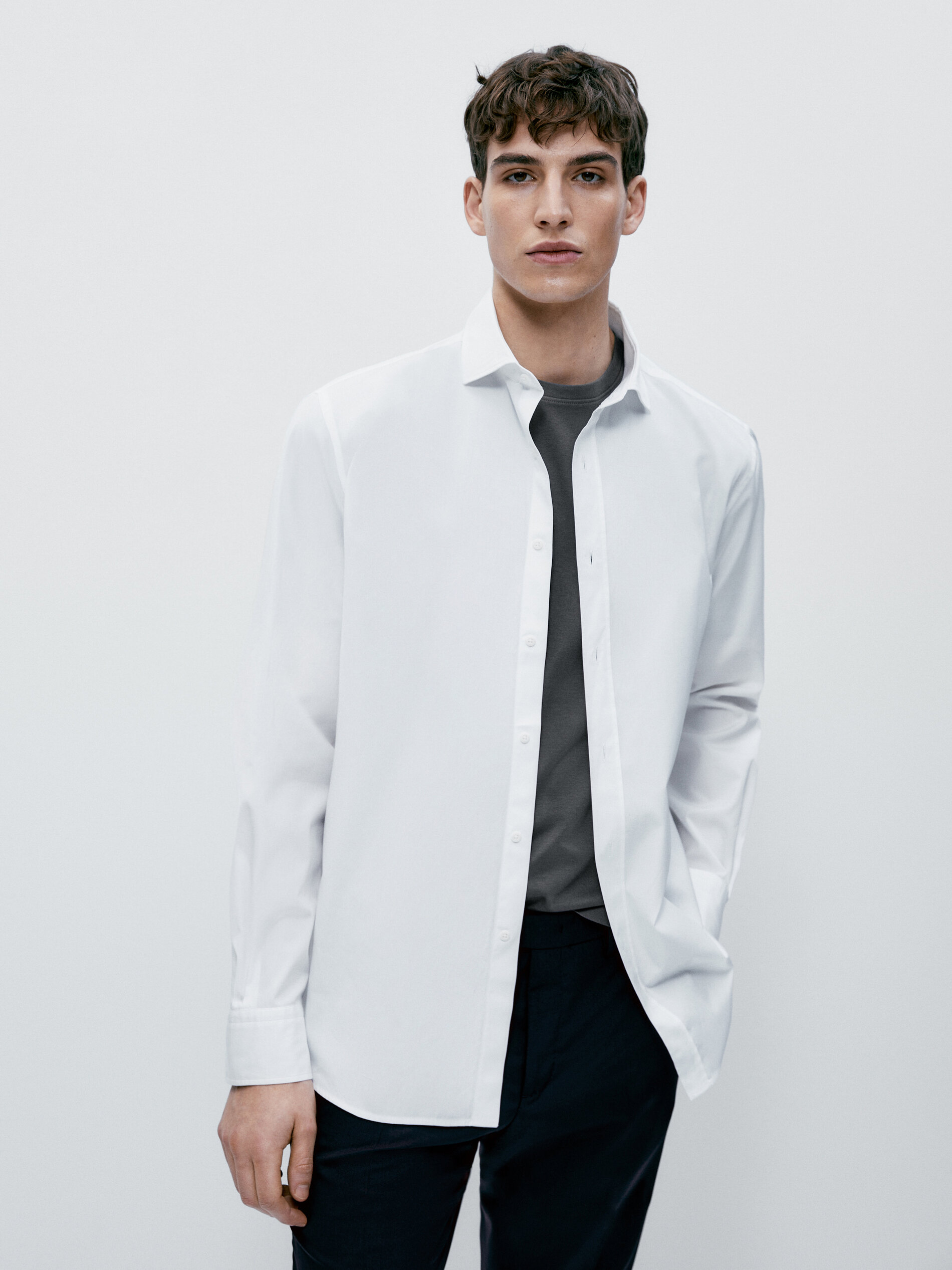 Camisa popelín algodón slim fit - BLANCO