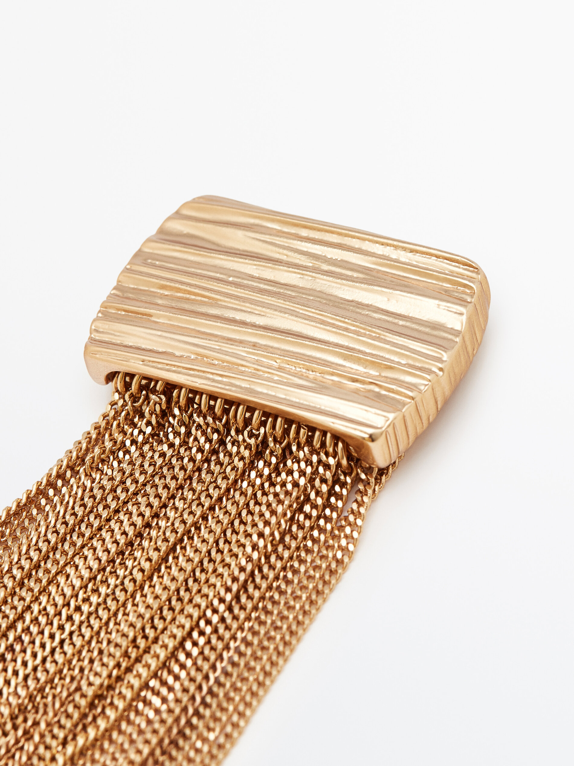 Pulsera cadenas textura baño oro - DORADO