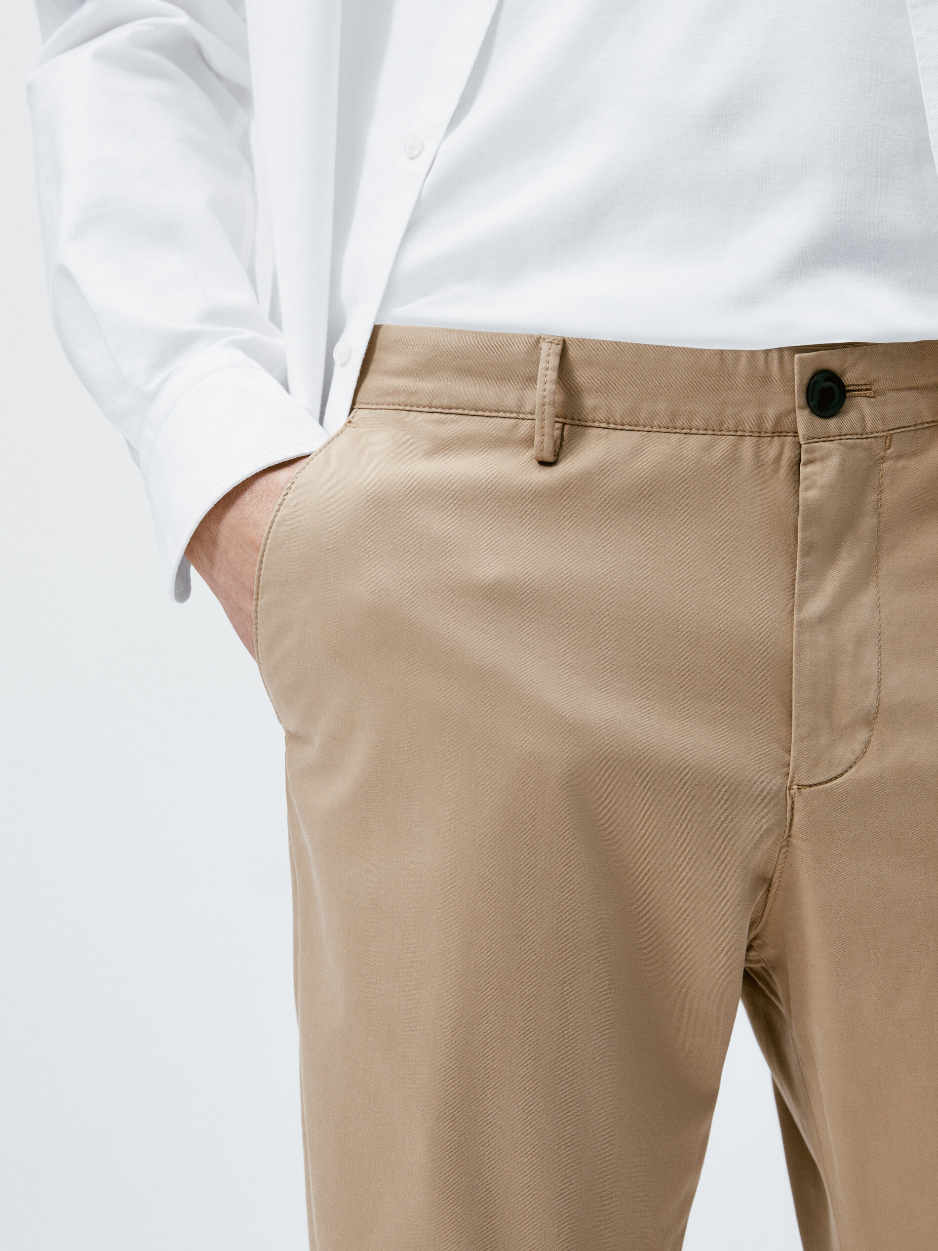 Pantalón chino regular fit algodón - BEIGE