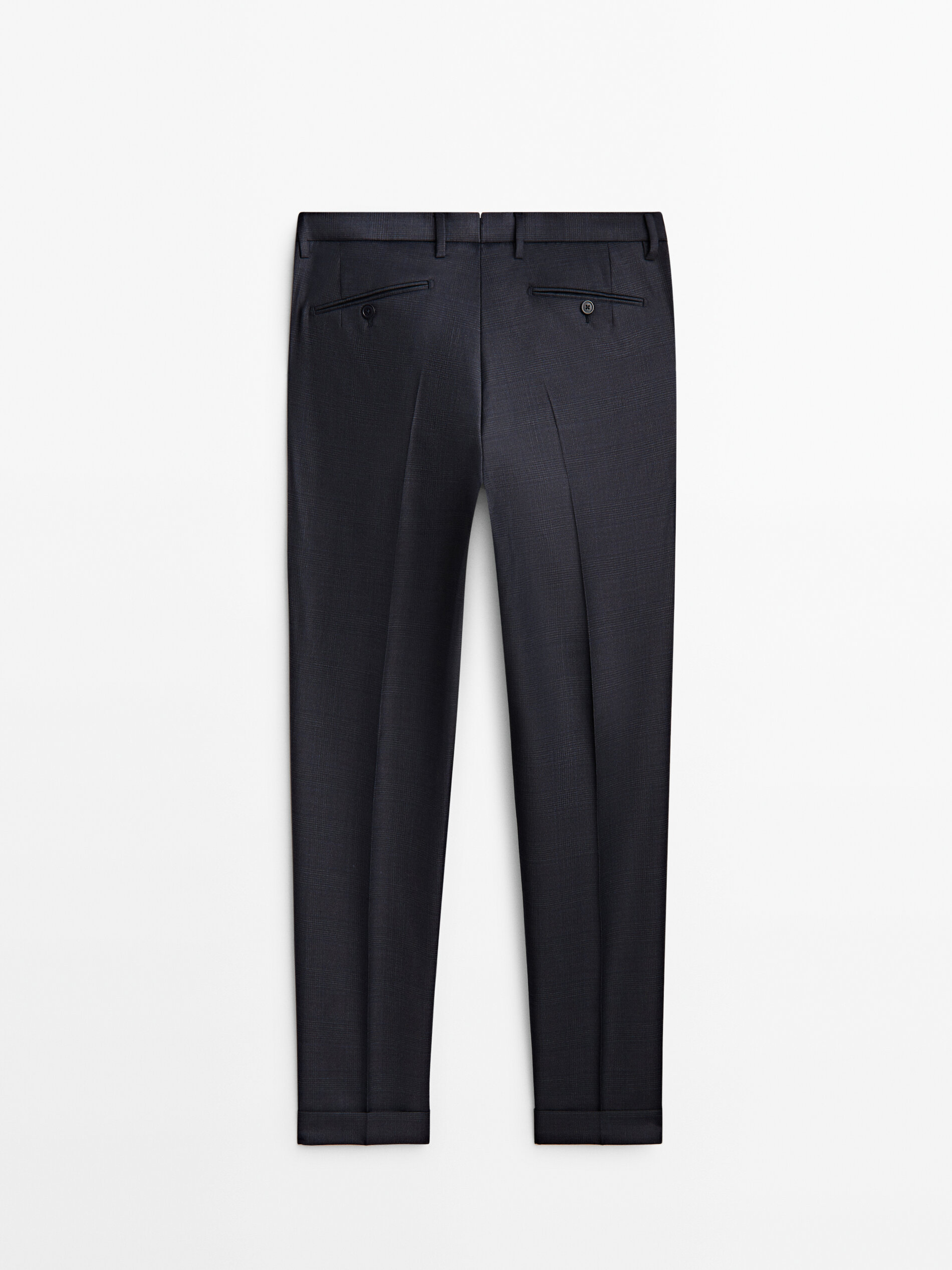 Pantalón traje cuadros azul lana - AZUL MARINO