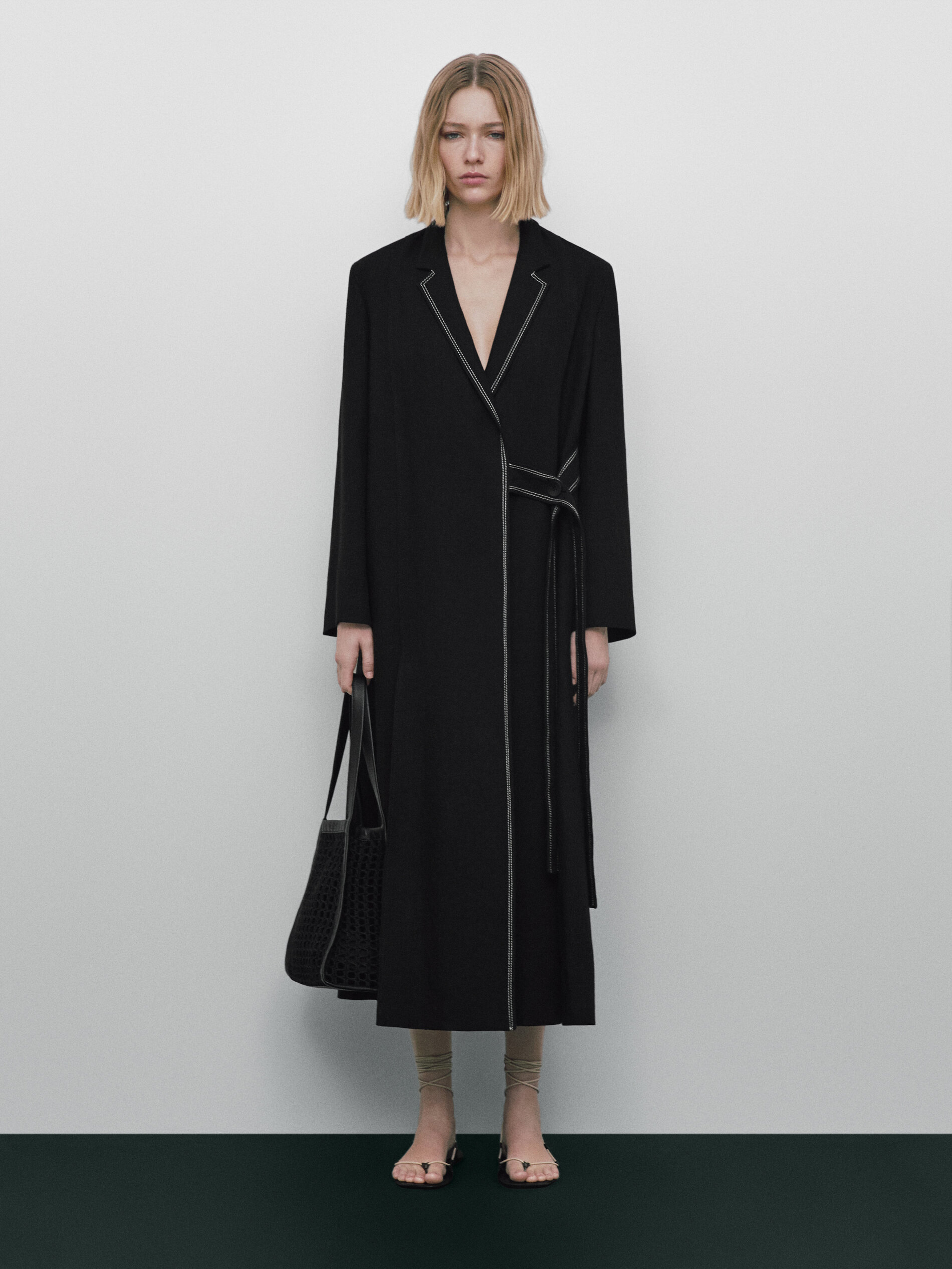 Abrigo cruzado lino Limited edition - NEGRO