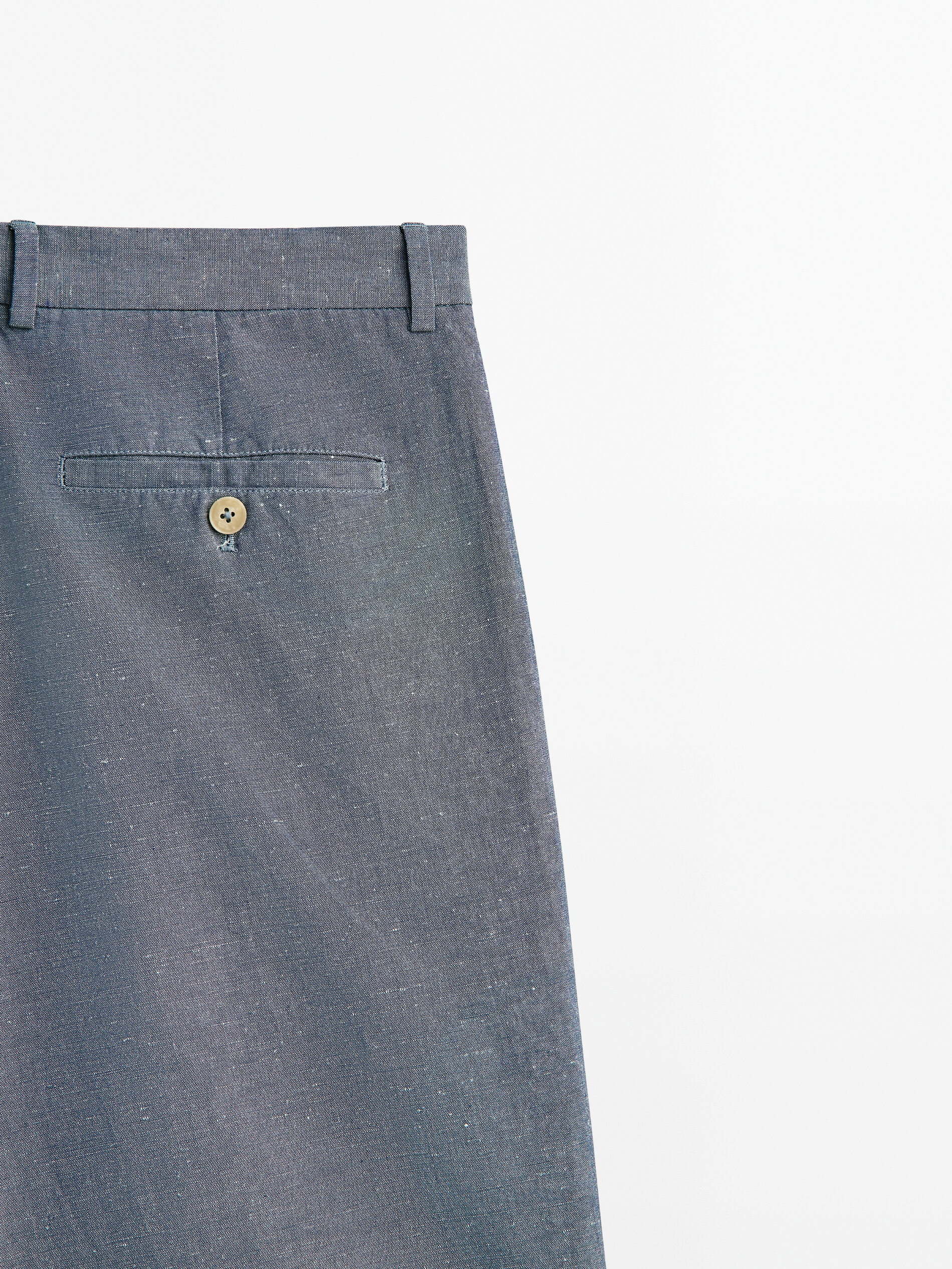 Bermuda pinzas mezcla algodón lino - INDIGO