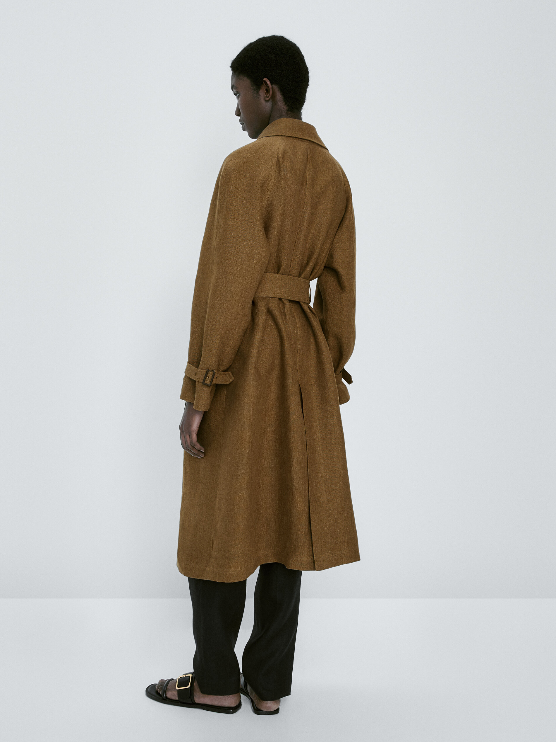 Gabardina 100% lino rústico - KAKI