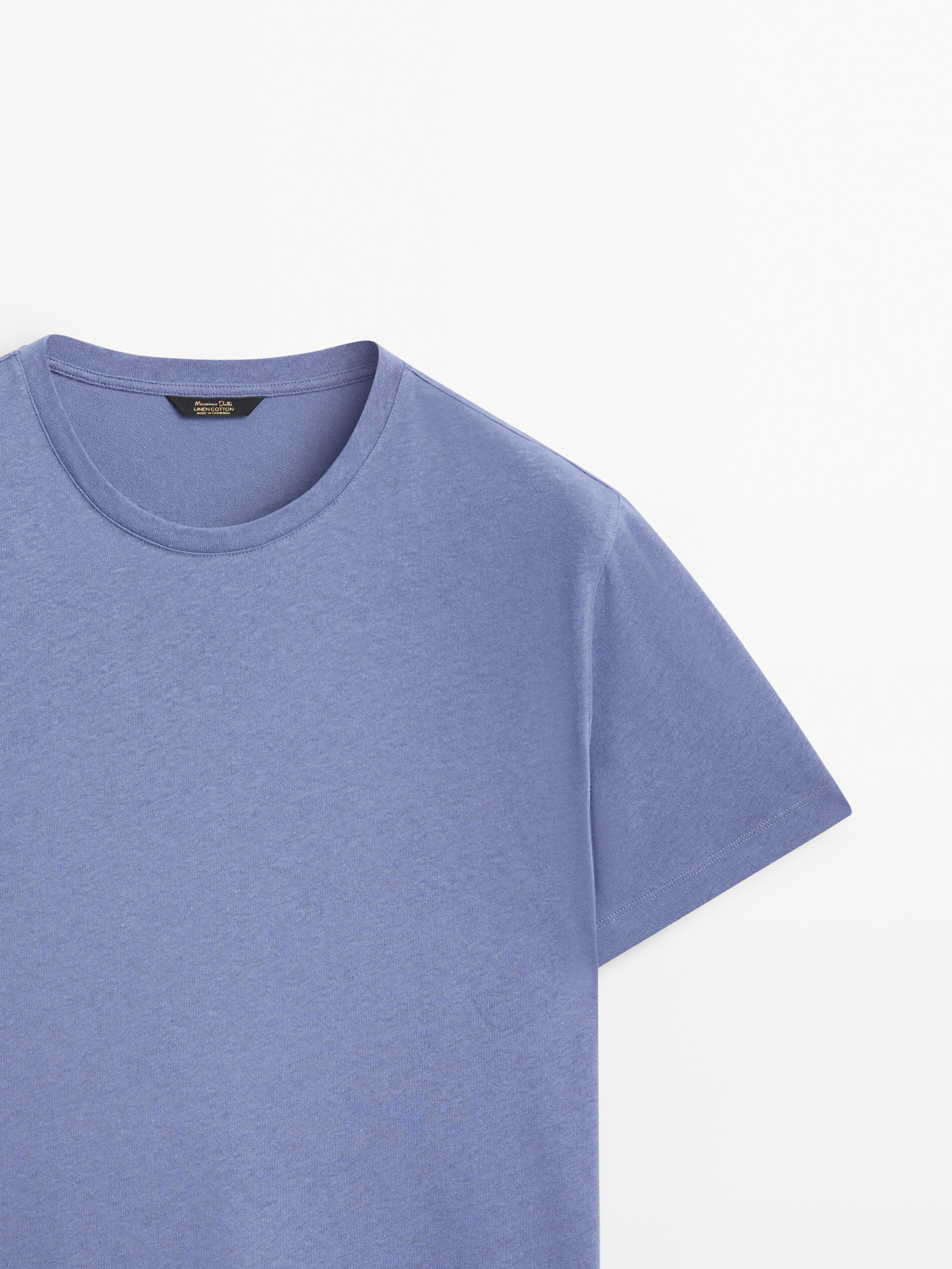Camiseta manga corta con lino y algodón - AZULÓN