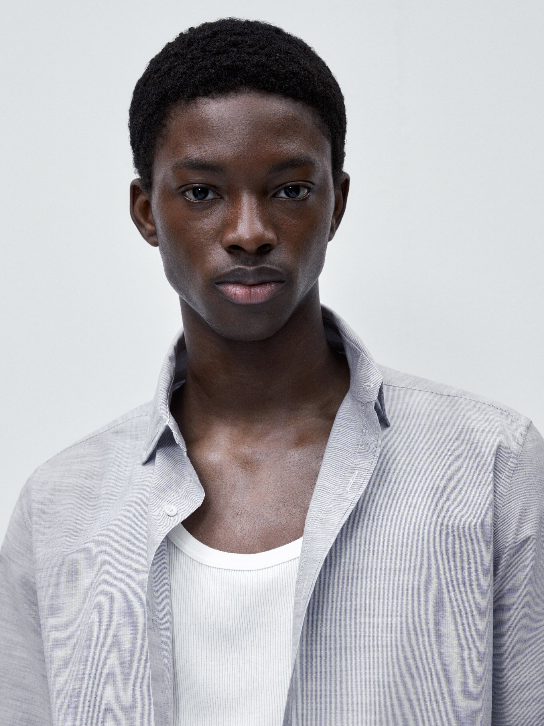 Camisa mil rayas algodón slim fit - AZUL MARINO