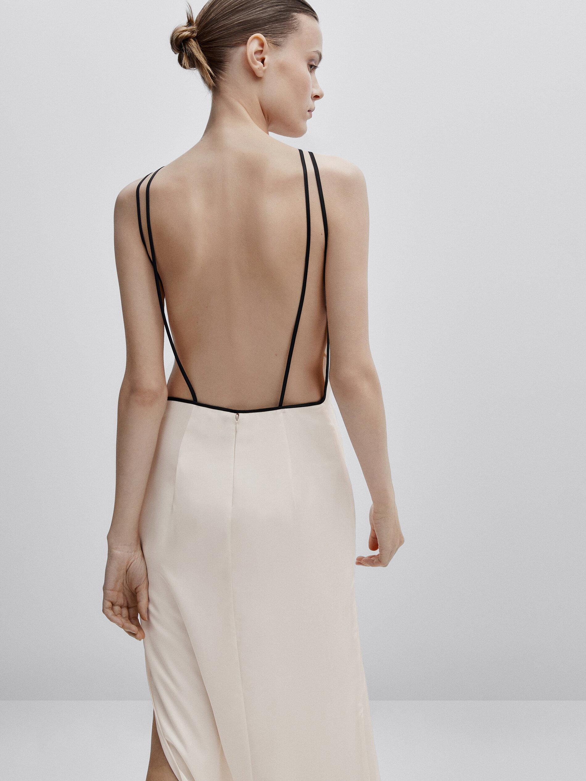 Vestido lencero contraste -Studio - CRUDO