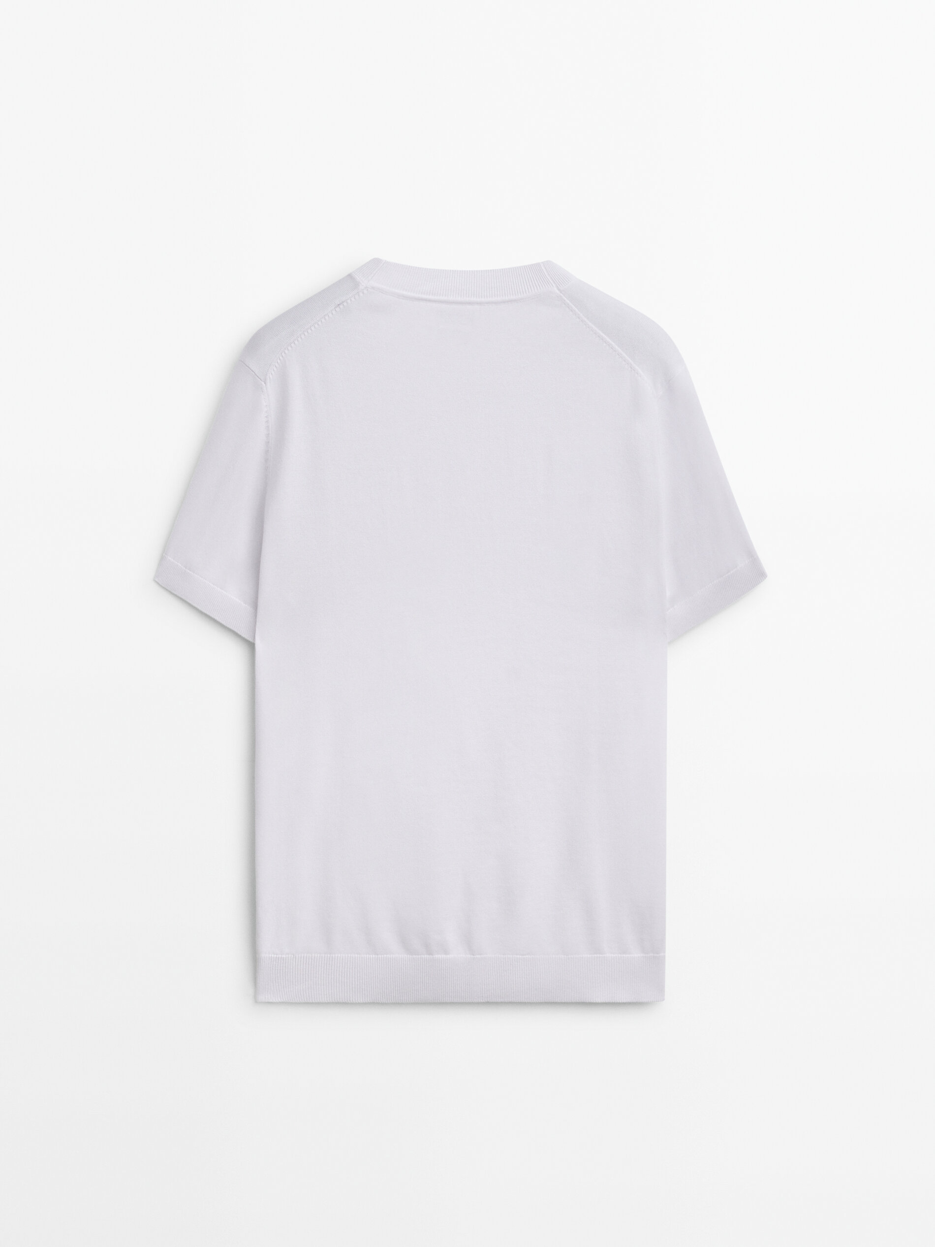 Jersey punto manga corta cuello pico - BLANCO