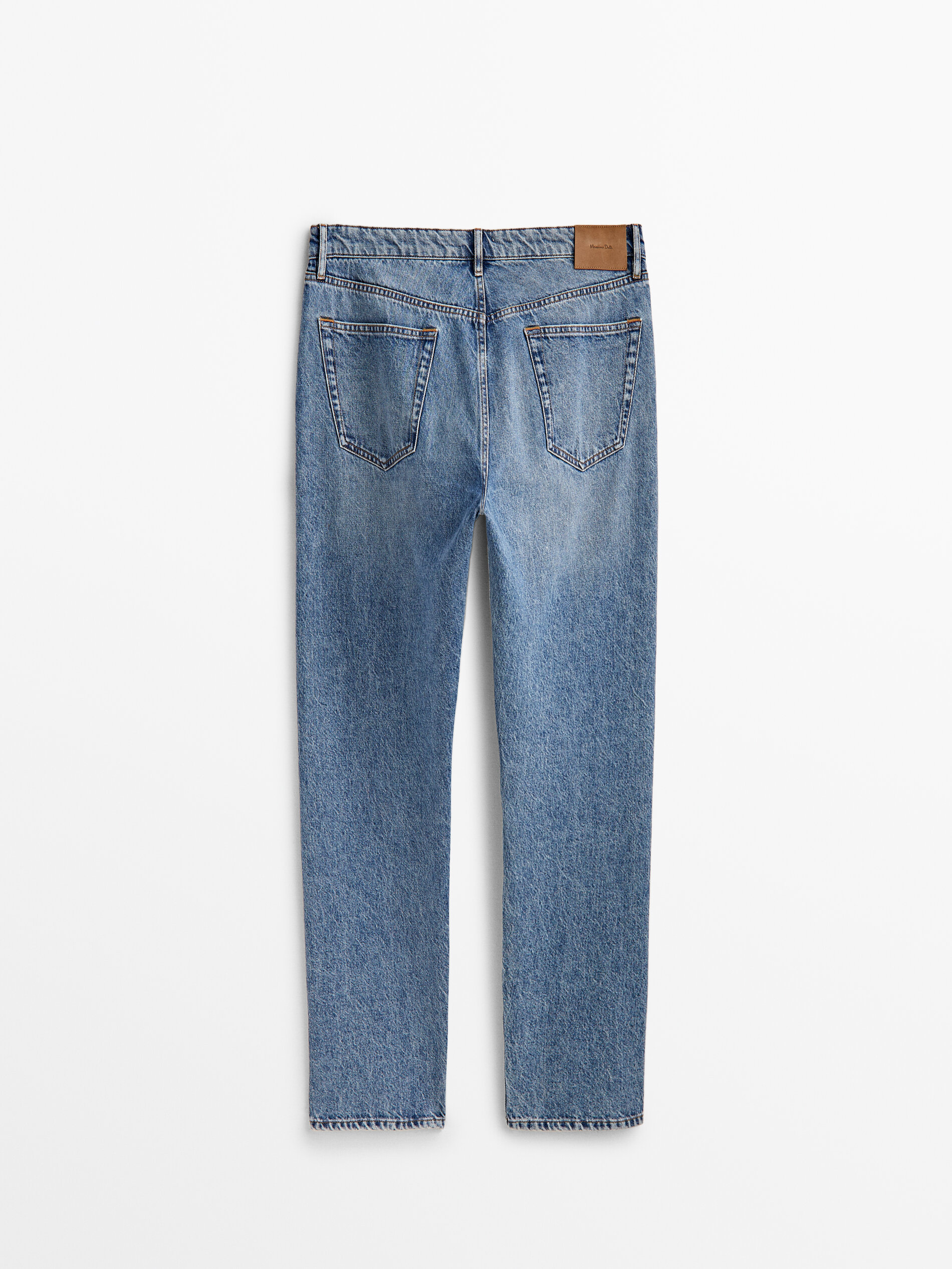 Pantalón vaquero mid stone wash tapered fit - INDIGO