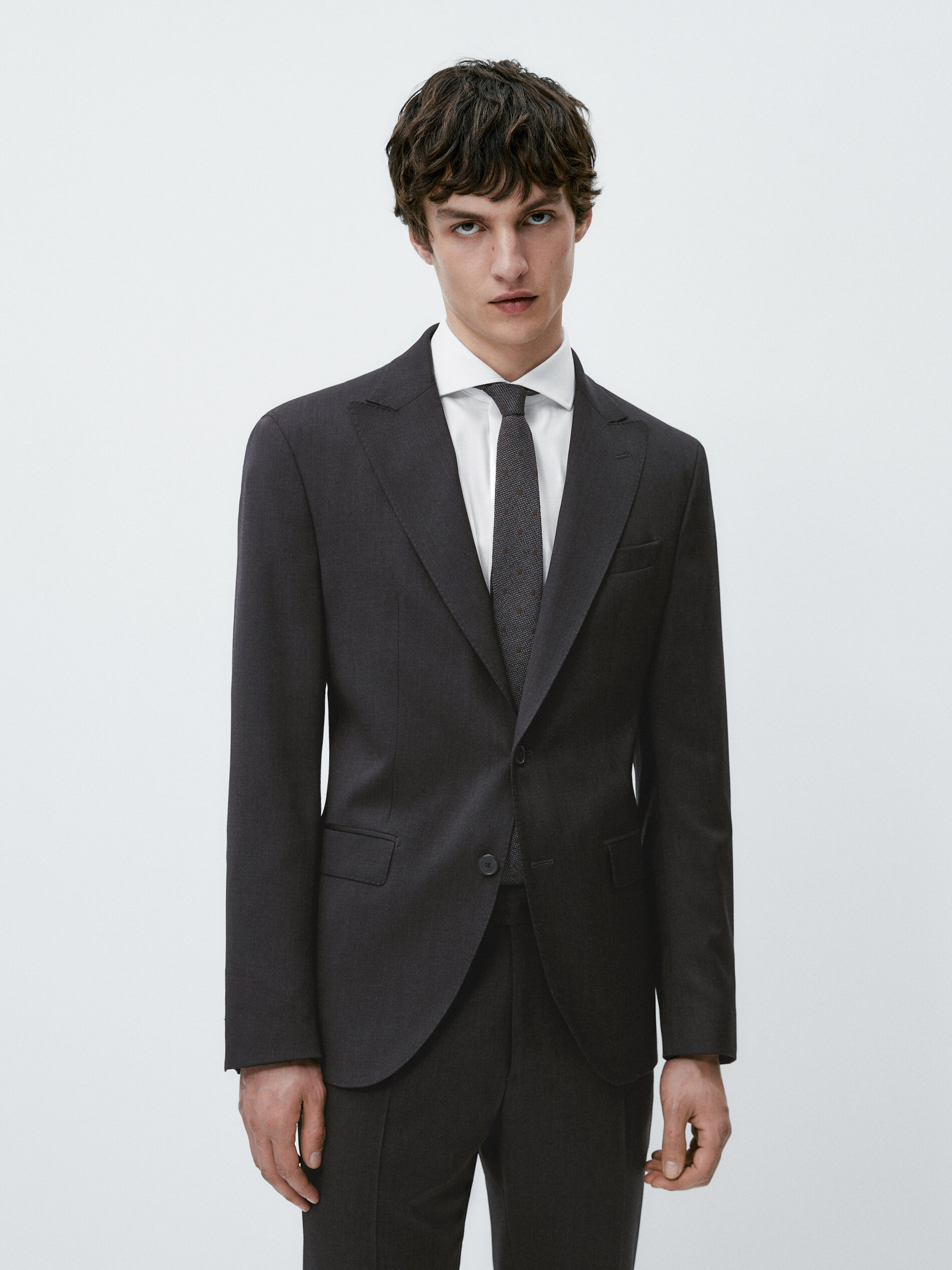 Americana traje lana half canvas gris - MARENGO