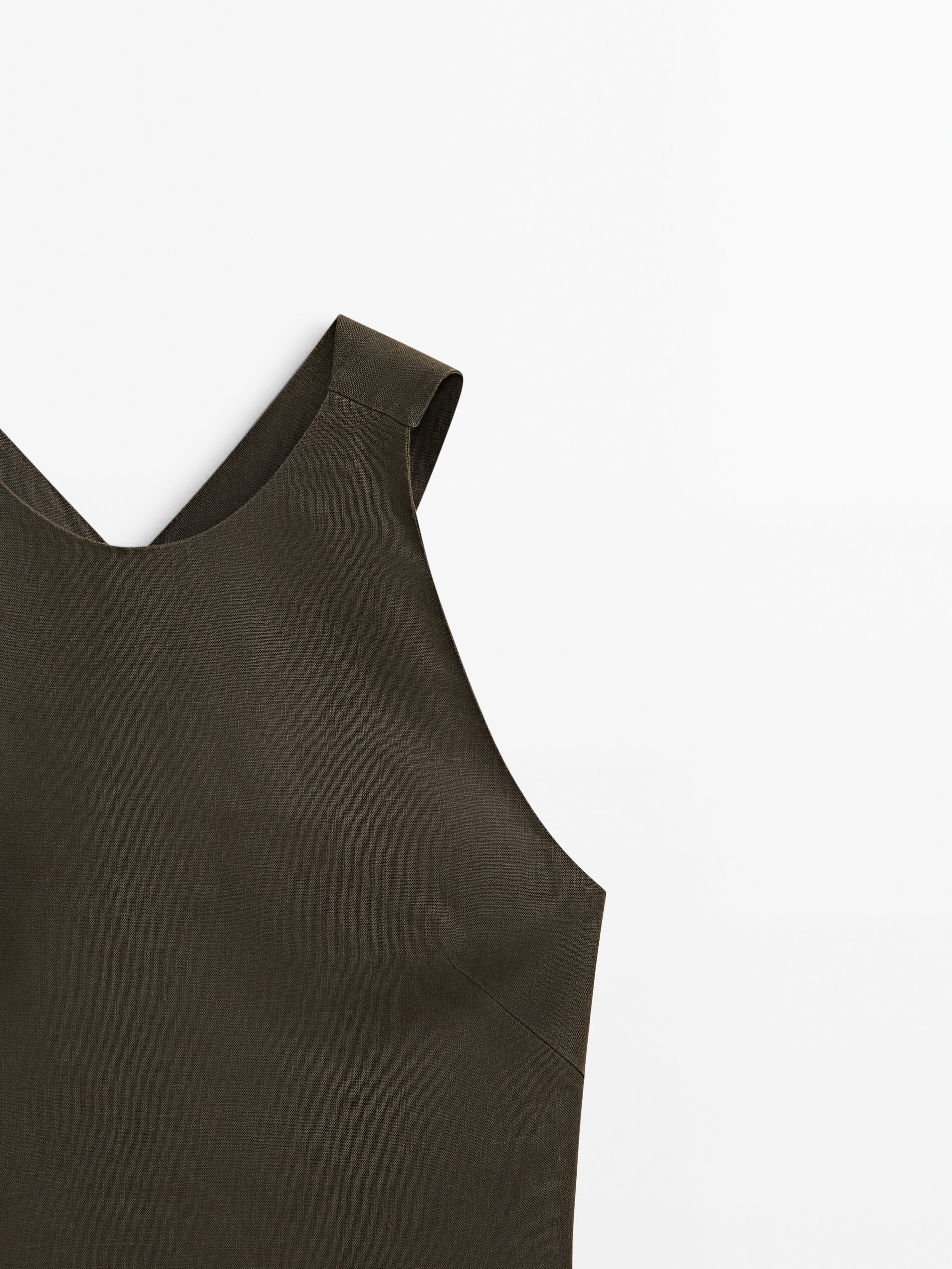 Top lino espalda cruzada - KAKI