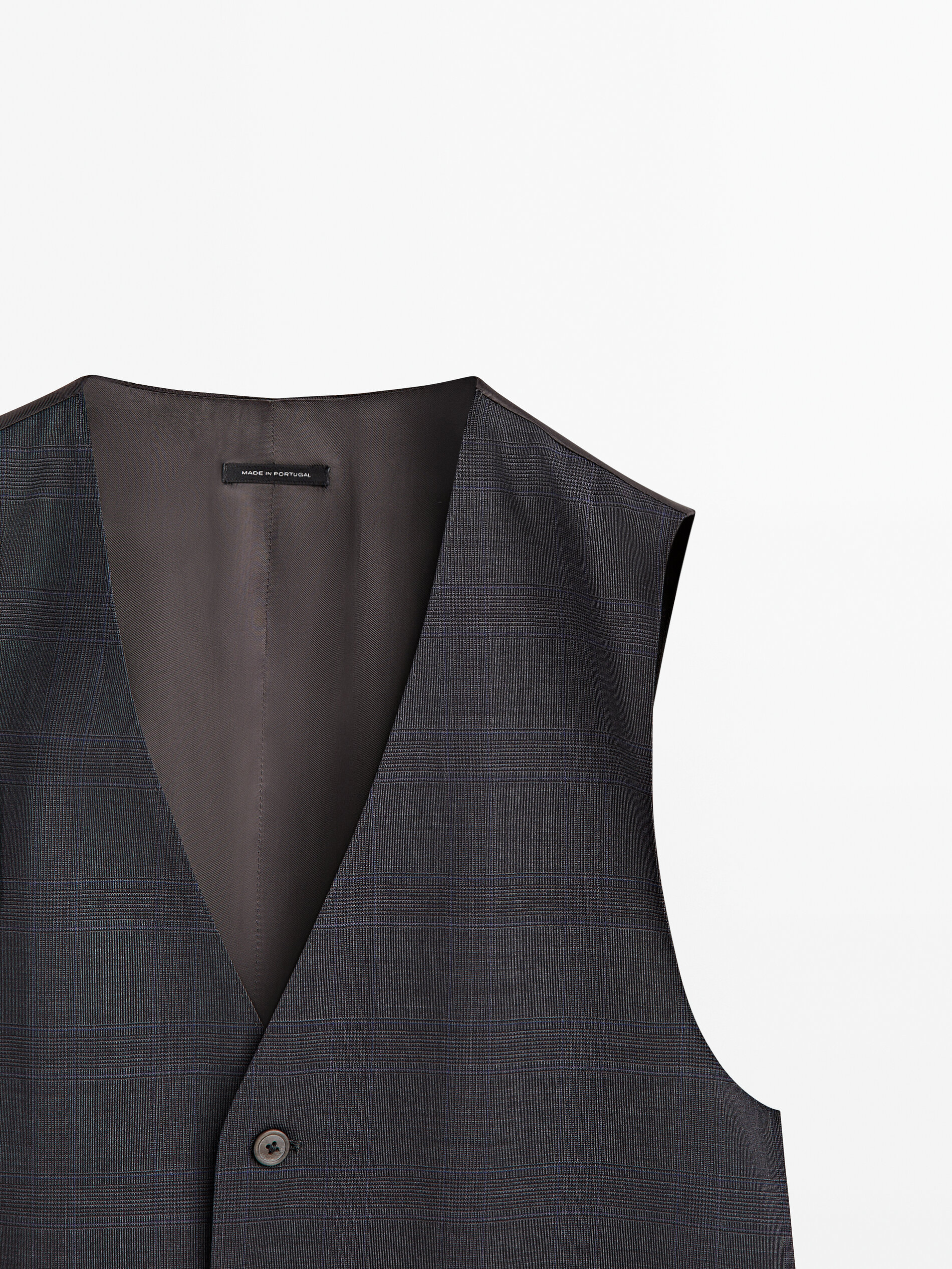 Chaleco traje lana super 120's cuadros - GRIS