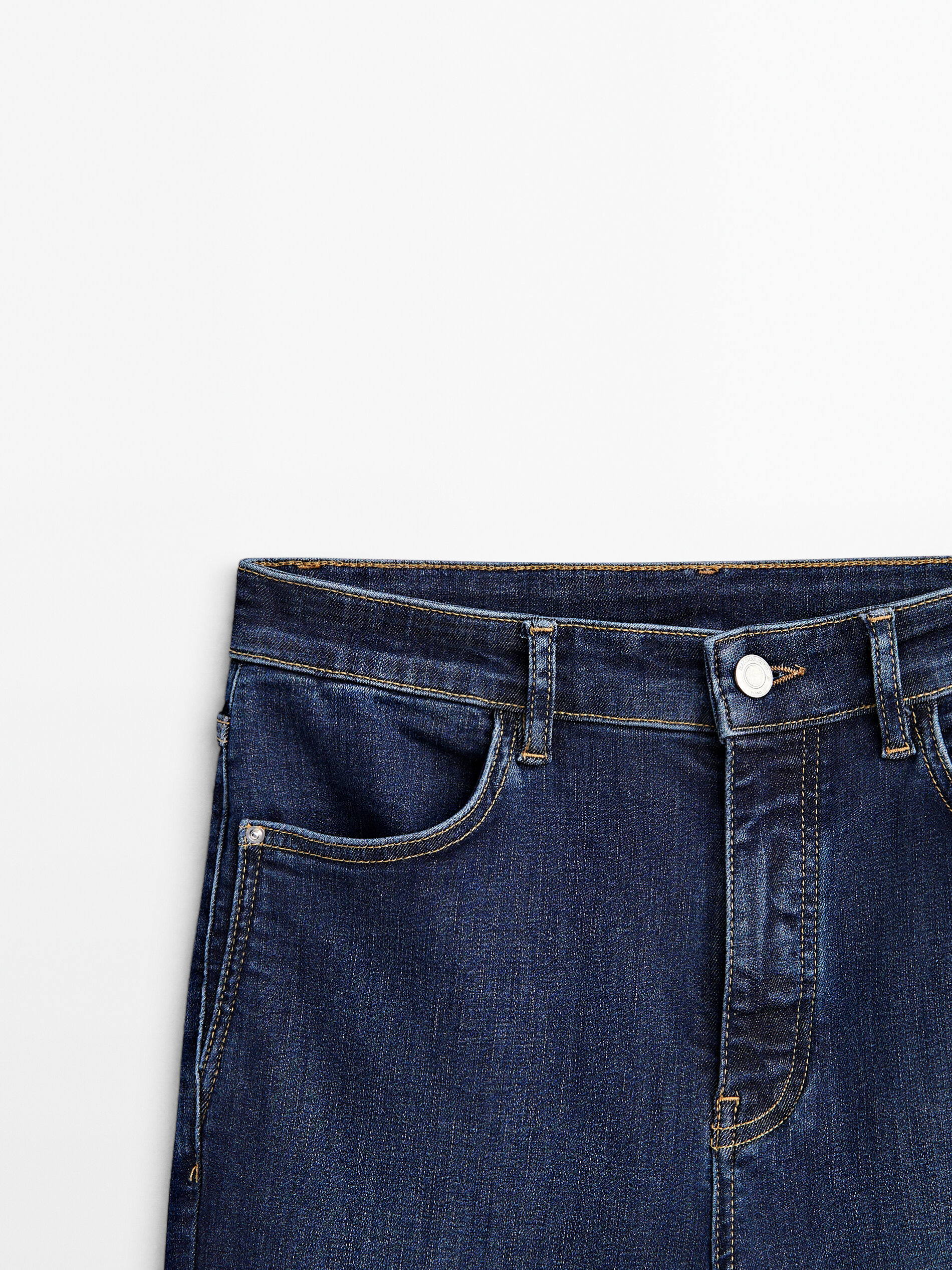 Pantalón vaquero tiro alto skinny flare - AZUL MEDIO