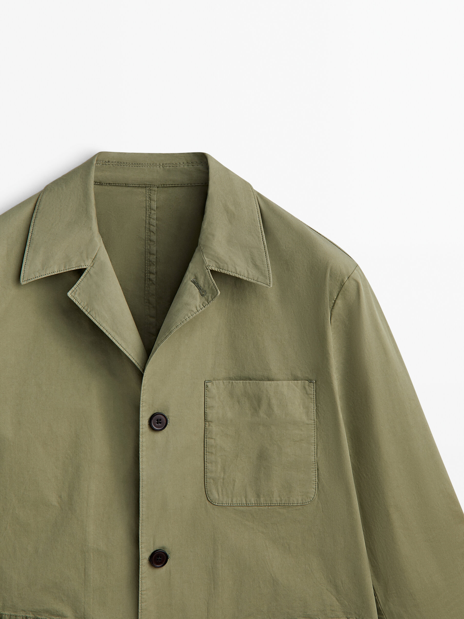 Sobrecamisa tintada mezcla algodón stretch - VERDE