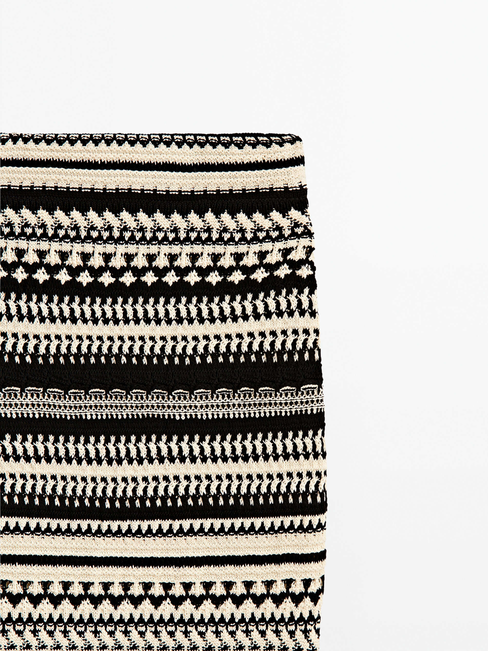 Falda midi punto jacquard - CRUDO
