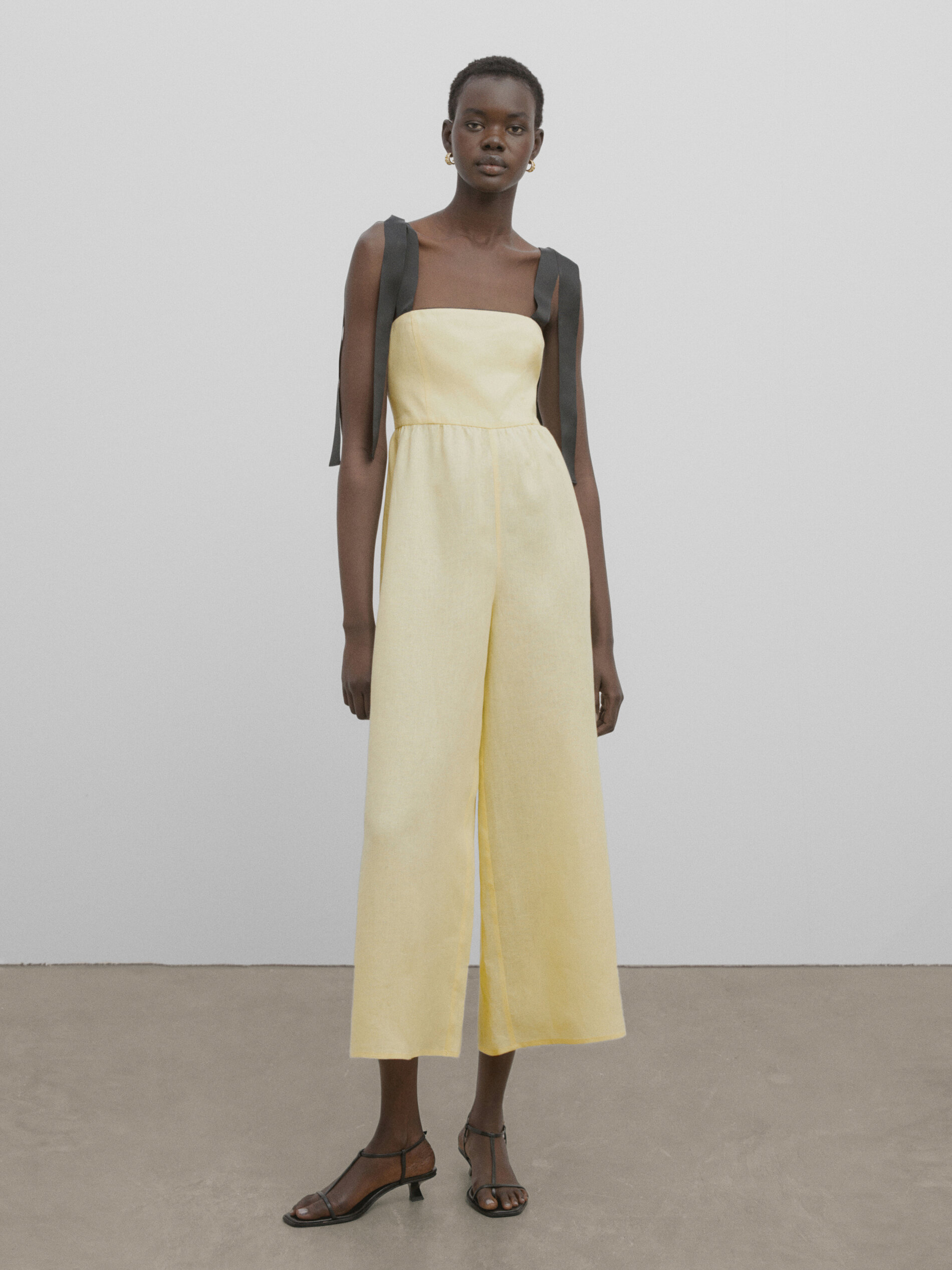 Mono lino tirantes contraste -Studio - AMARILLO