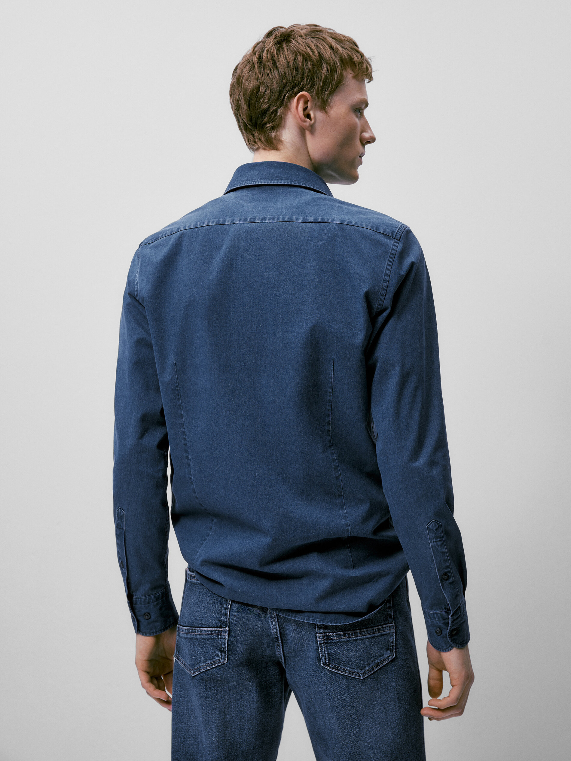 Camisa denim 100% algodón slim fit - CELESTE