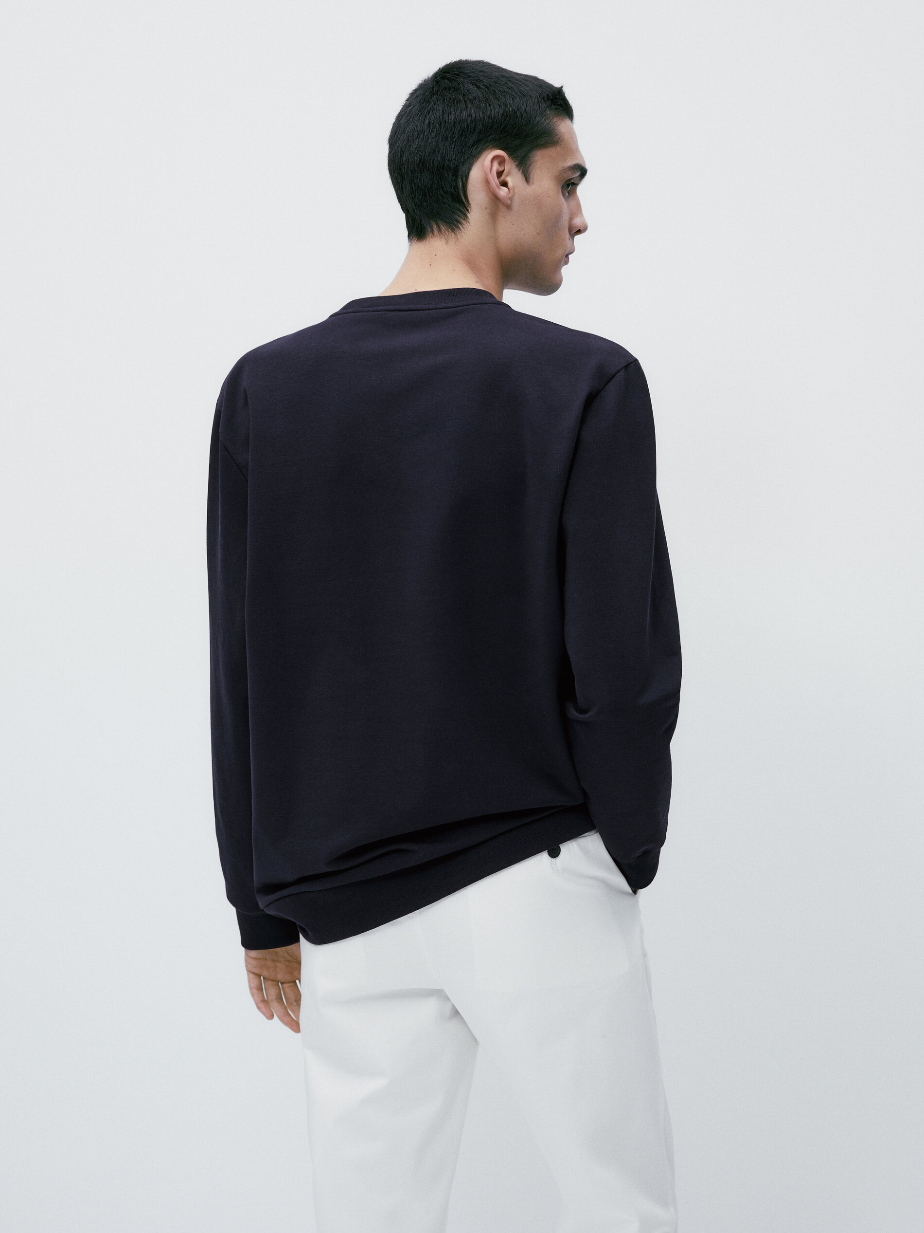 Sudadera lisa mezcla algodón - AZUL MARINO