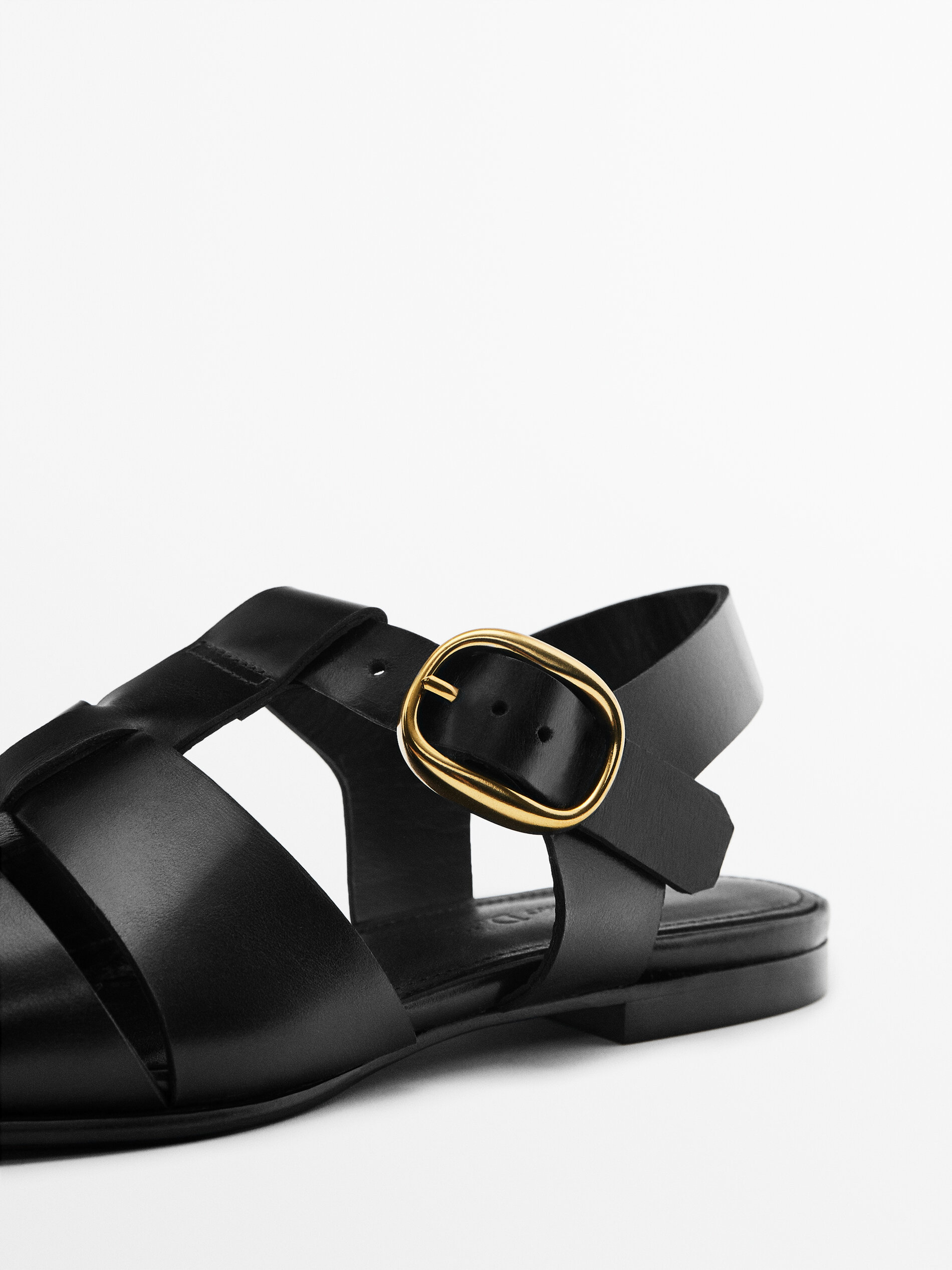 Sandalia cangrejera piel hebilla - NEGRO