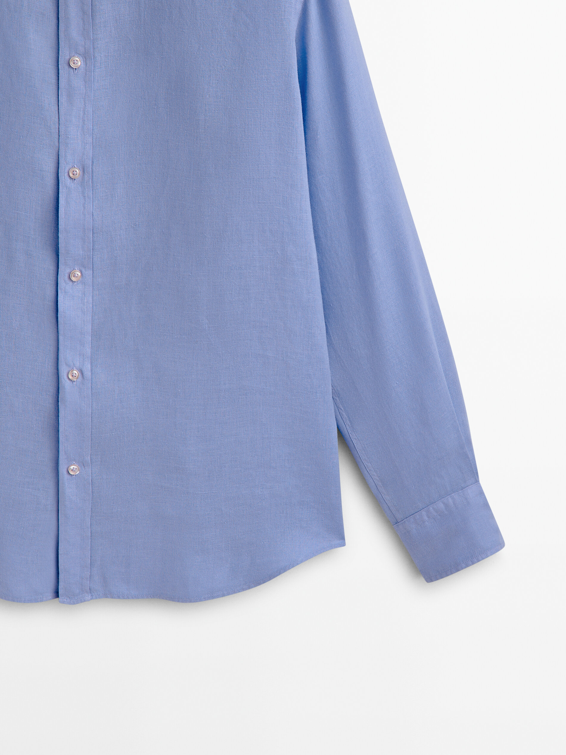 Camisa 100% lino slim fit - AZUL MEDIO