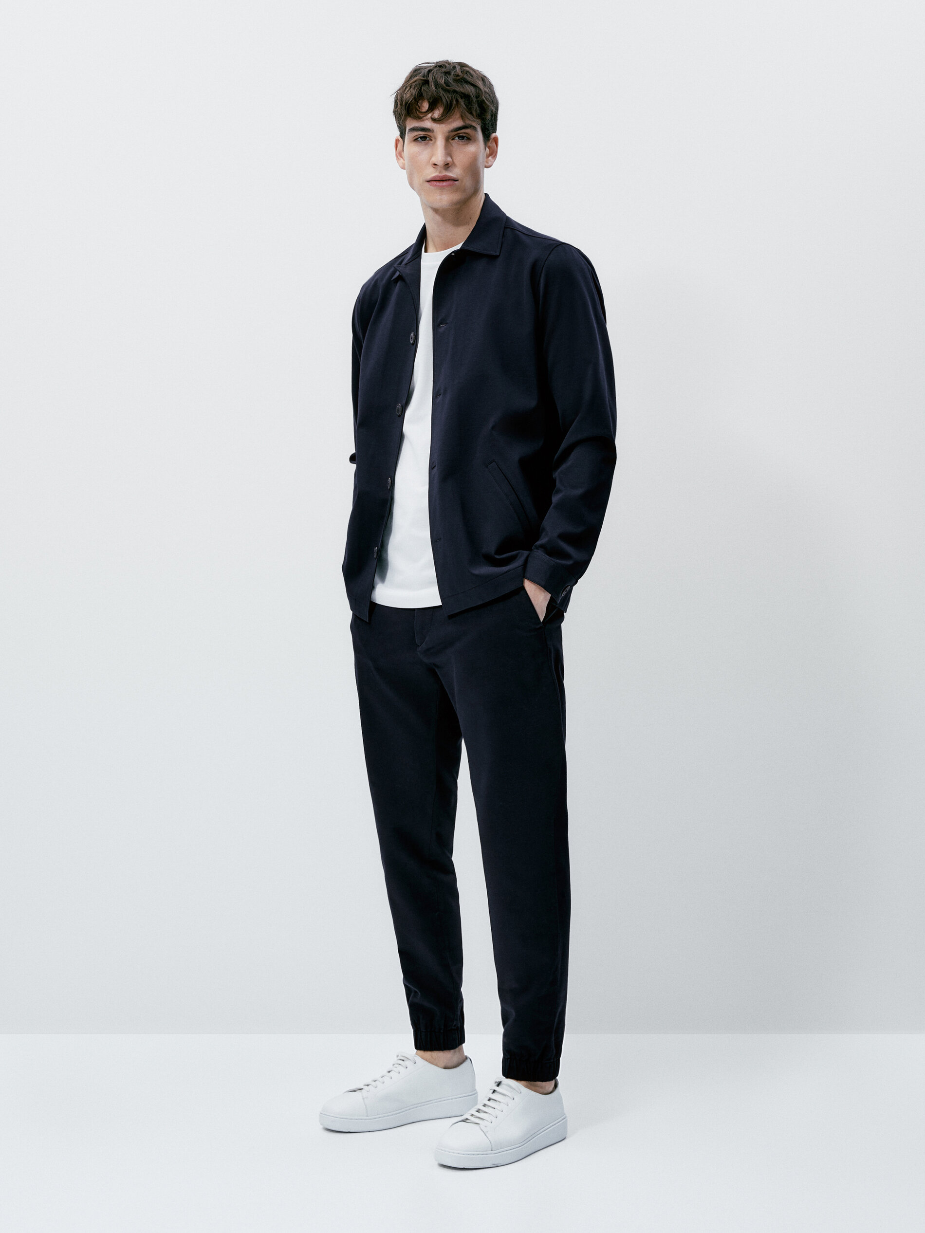 Sobrecamisa sarga mezcla algodón - AZUL MARINO