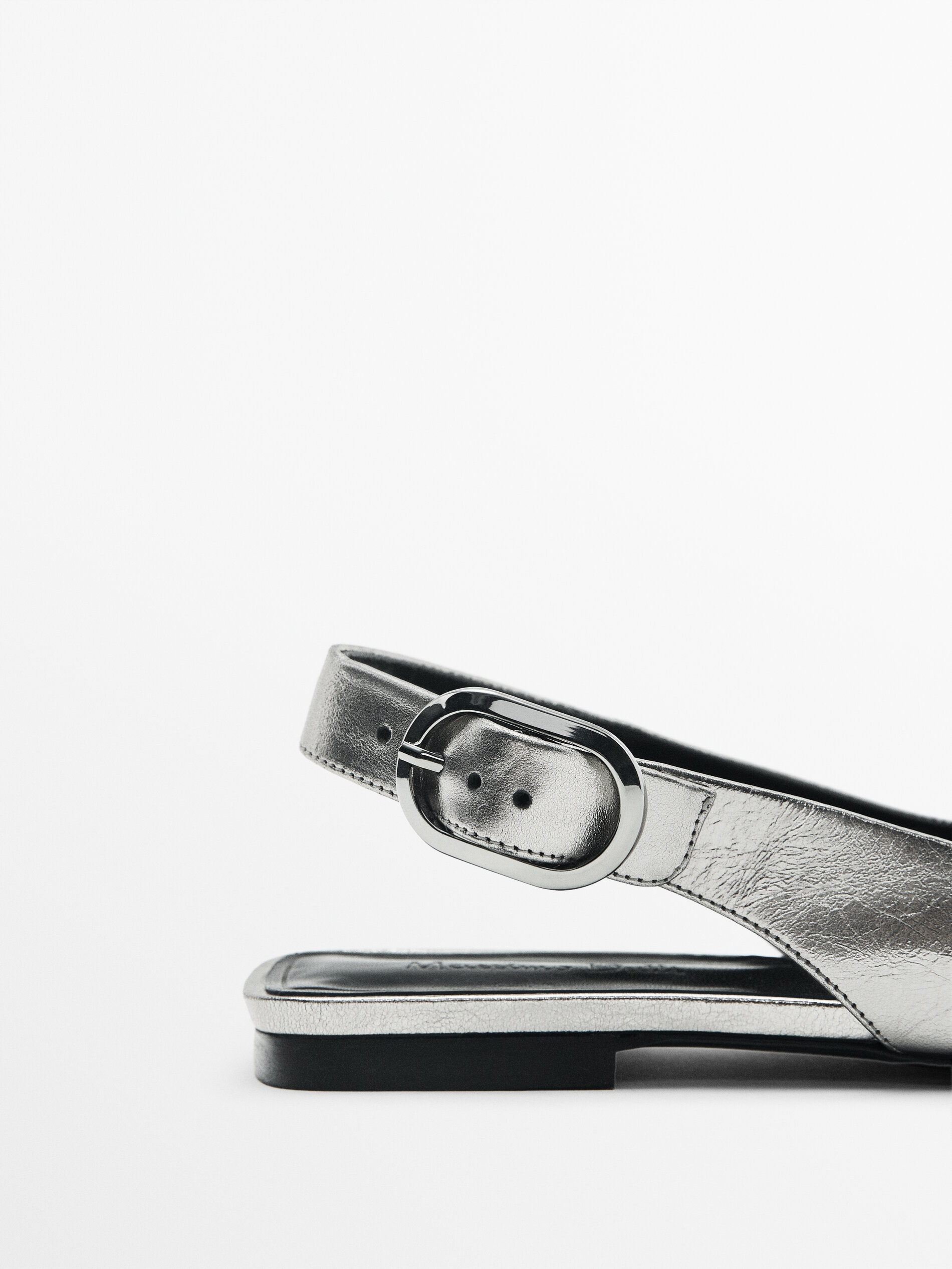 Zapato plano piel destalonado metalizado - PLATA