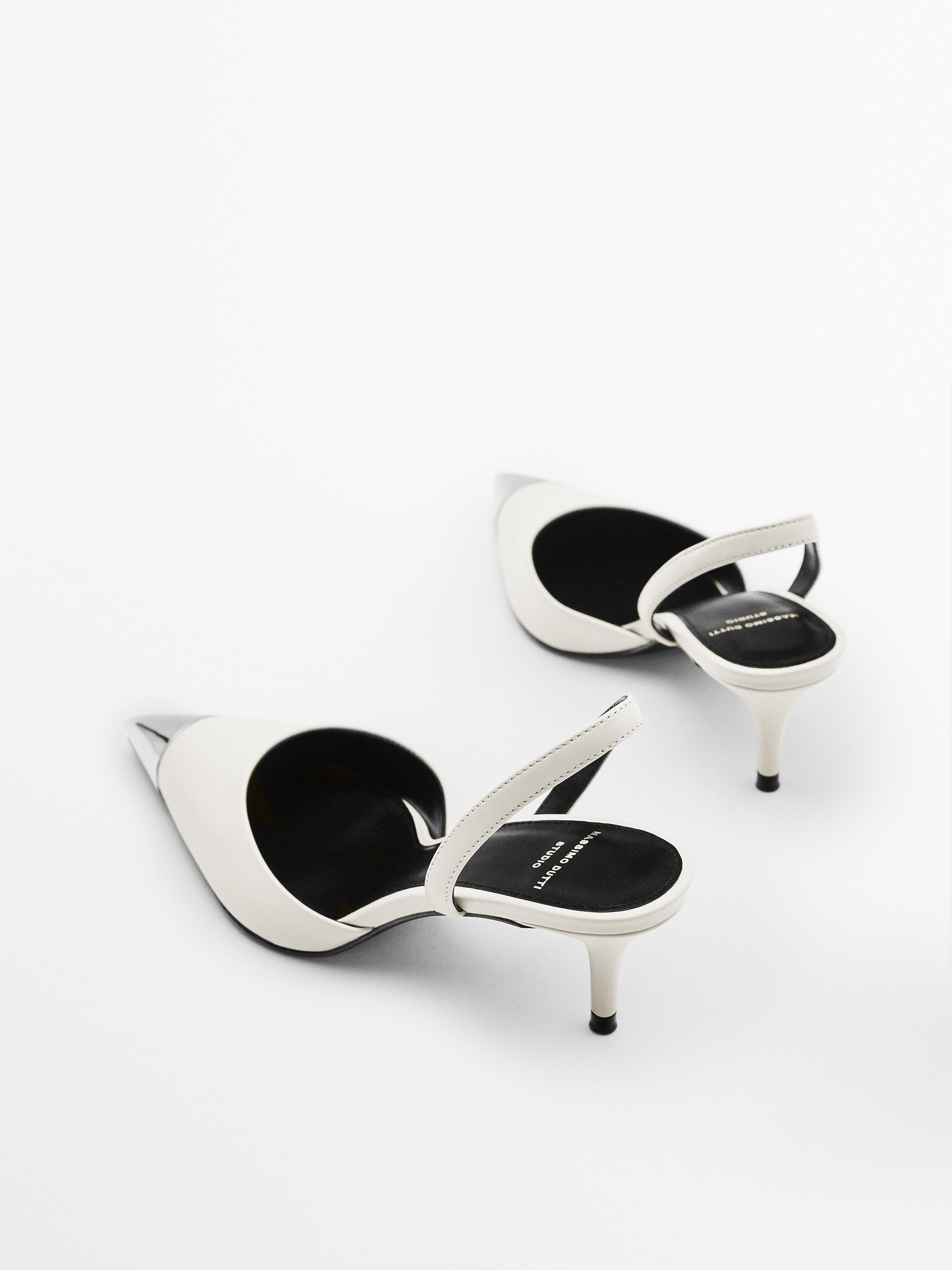 Zapato tacón piel punta metálica - Studio - CRUDO