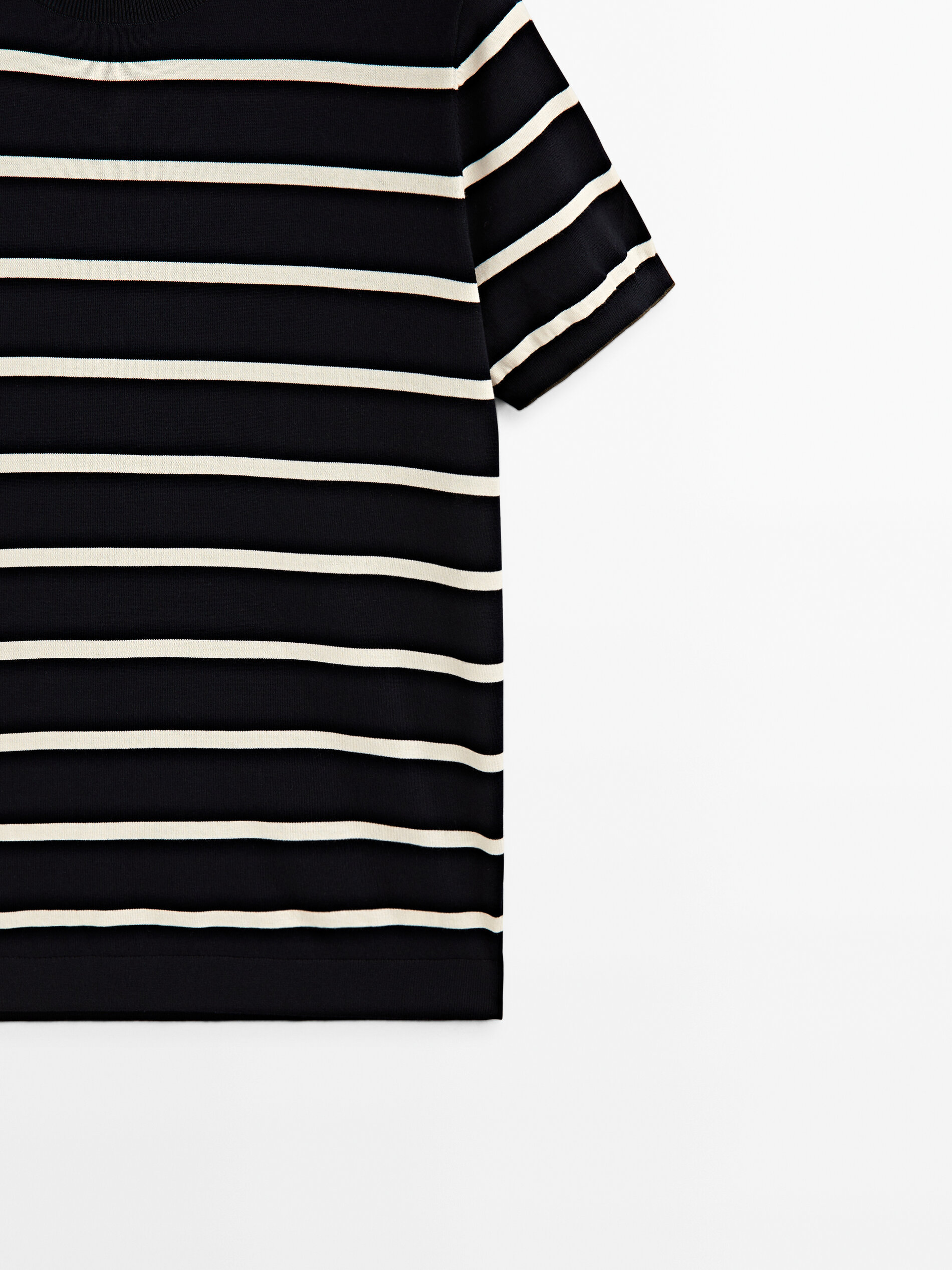 Jersey de punto rayas cuello redondo - AZUL MARINO