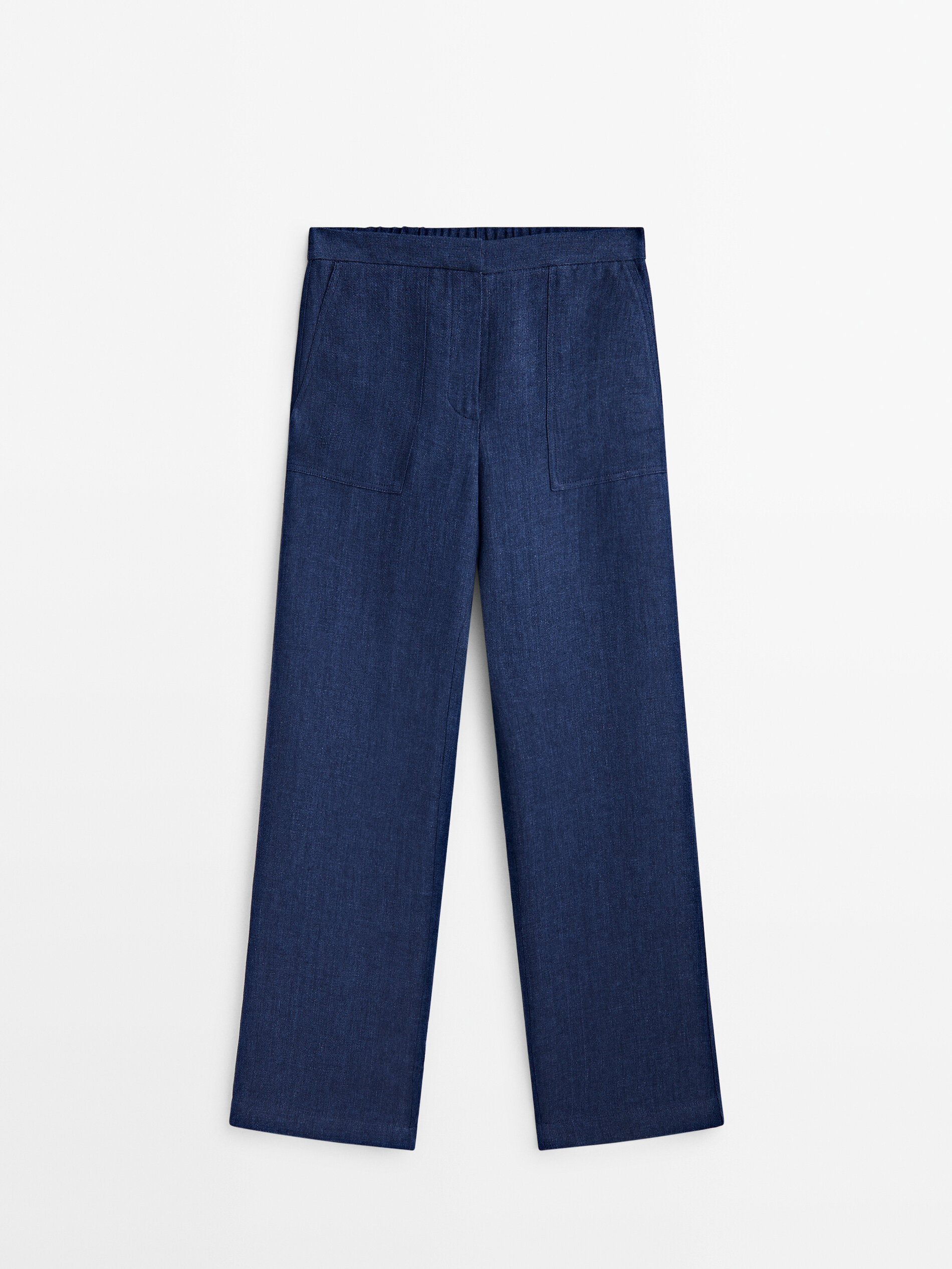 Pantalón conjunto lino efecto denim - AZUL MARINO