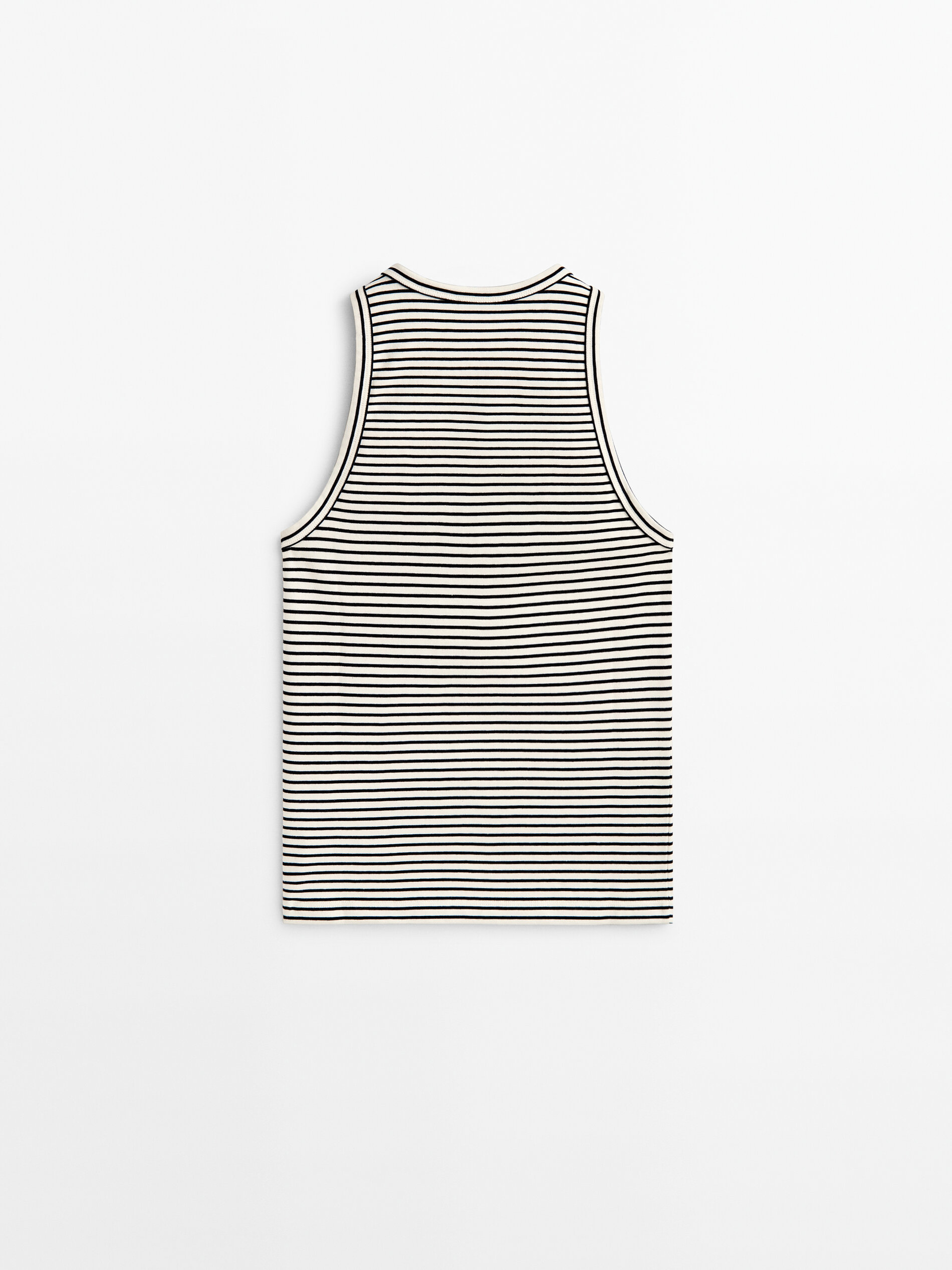 Camiseta rayas algodón sin mangas - CRUDO