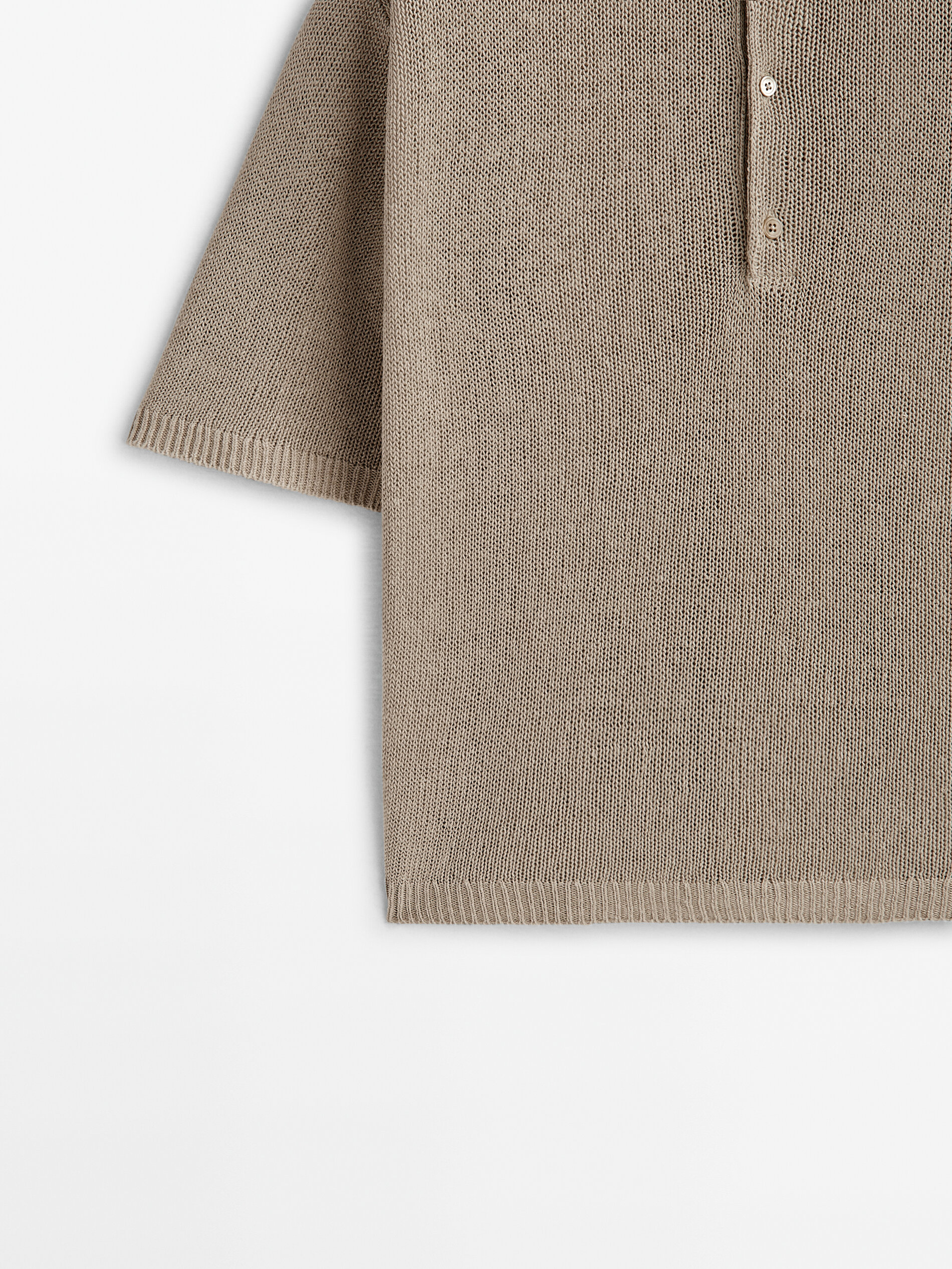 Jersey cuello polo botones 100% lino - Piedra