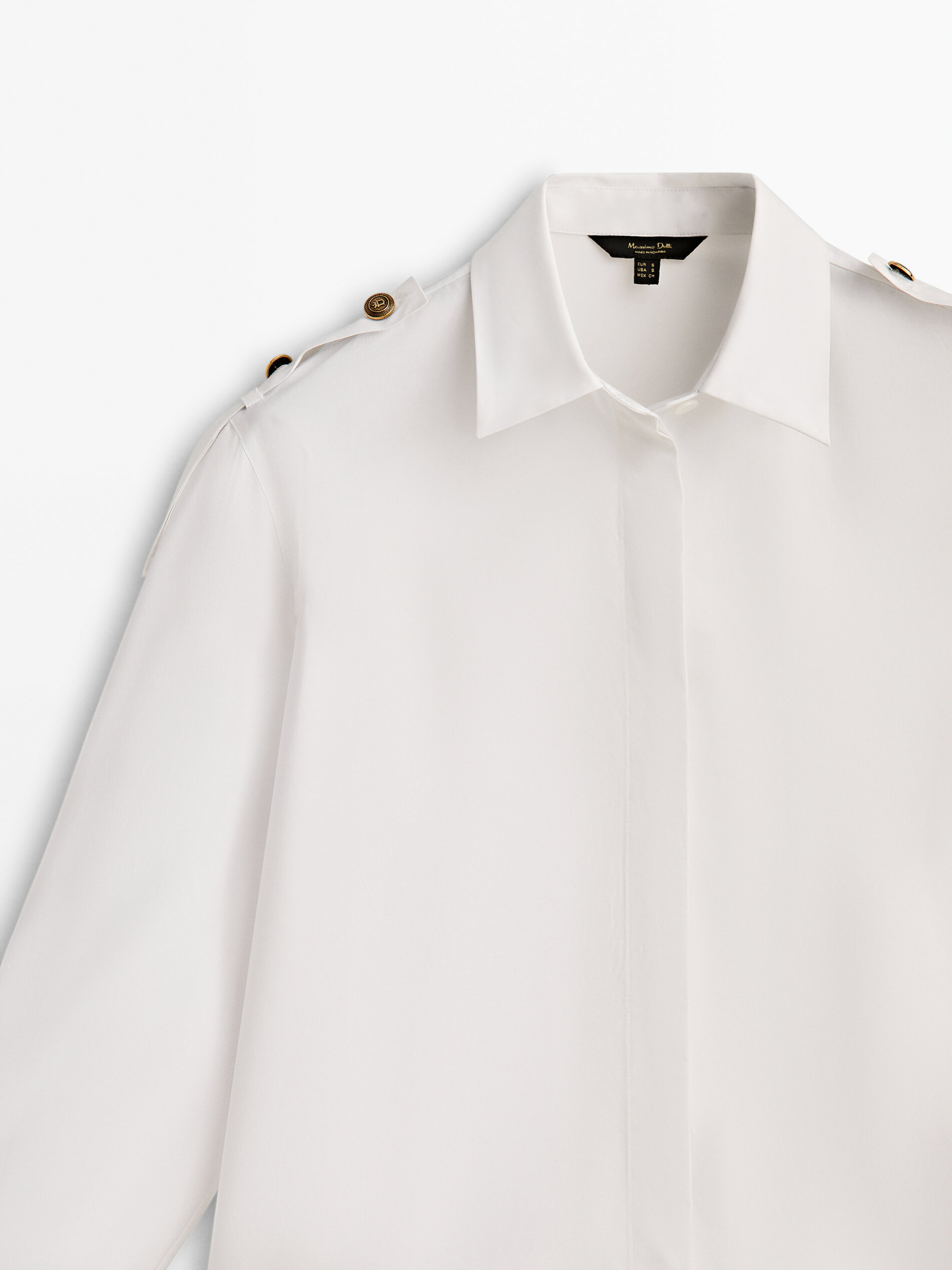 Camisa popelín detalle botones dorados - BLANCO