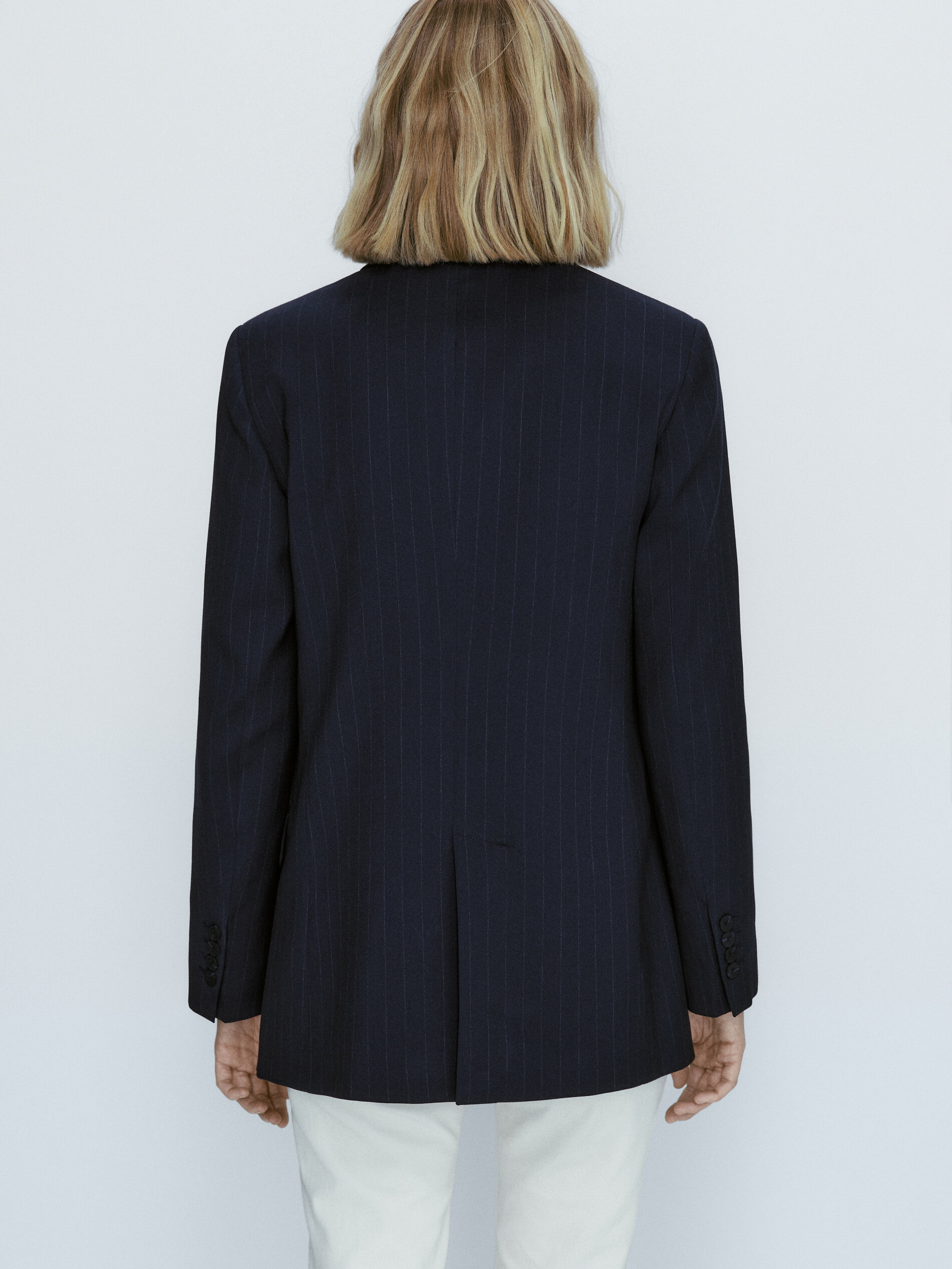 Americana traje raya diplomática falso cruce - AZUL MARINO