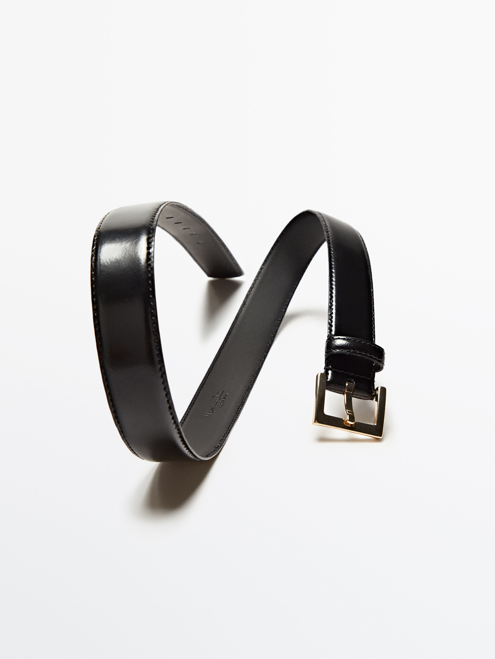 Cinturón piel hebilla cuadrada - NEGRO