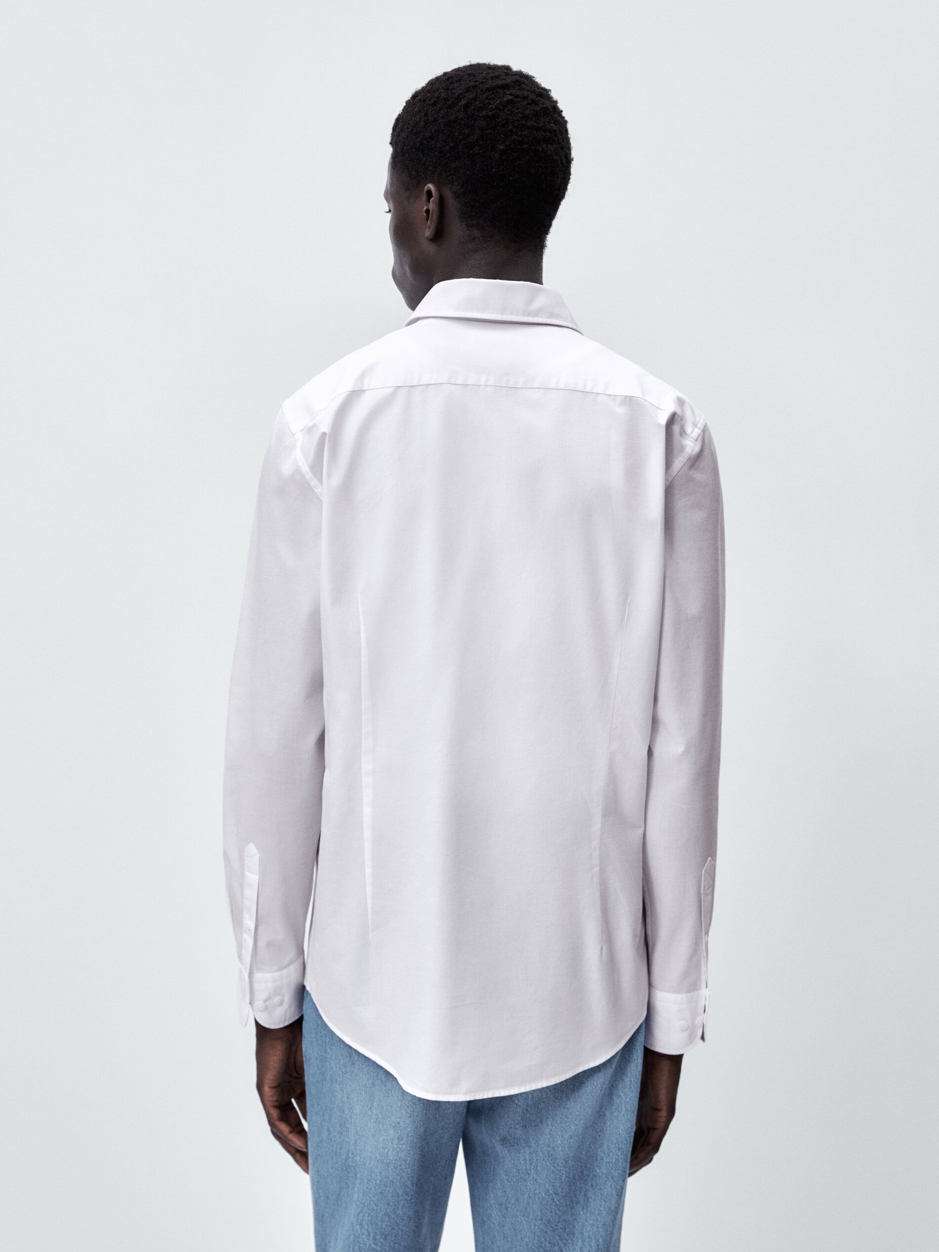 Camisa estructura algodón slim fit - BLANCO